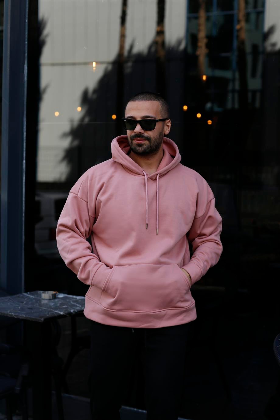 SWEATSHİRTPembe 3 İplik Oversize Kapşonlu Hoodie Sweatshirt SC