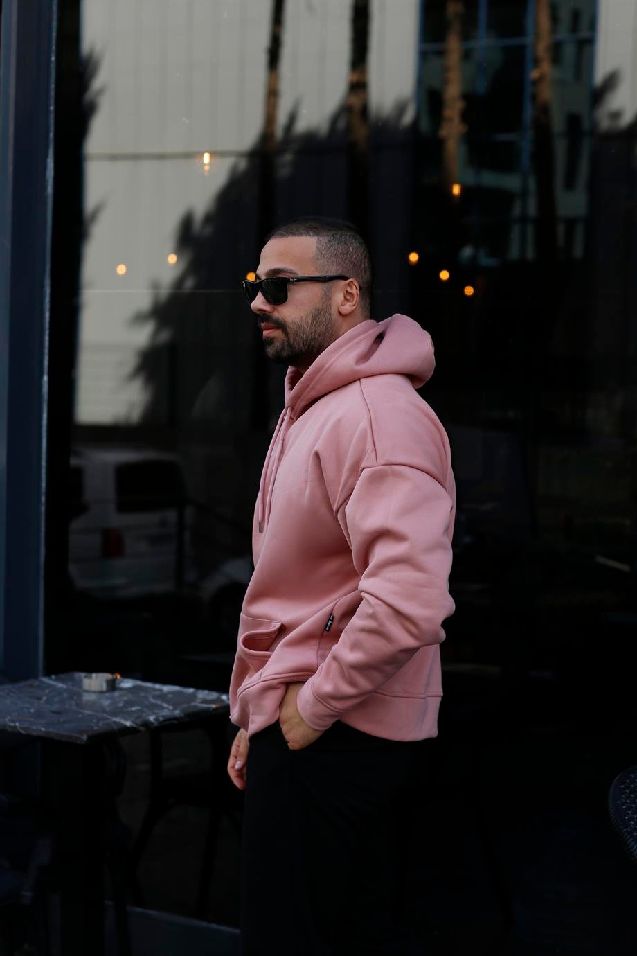 SWEATSHİRTPembe 3 İplik Oversize Kapşonlu Hoodie Sweatshirt SC