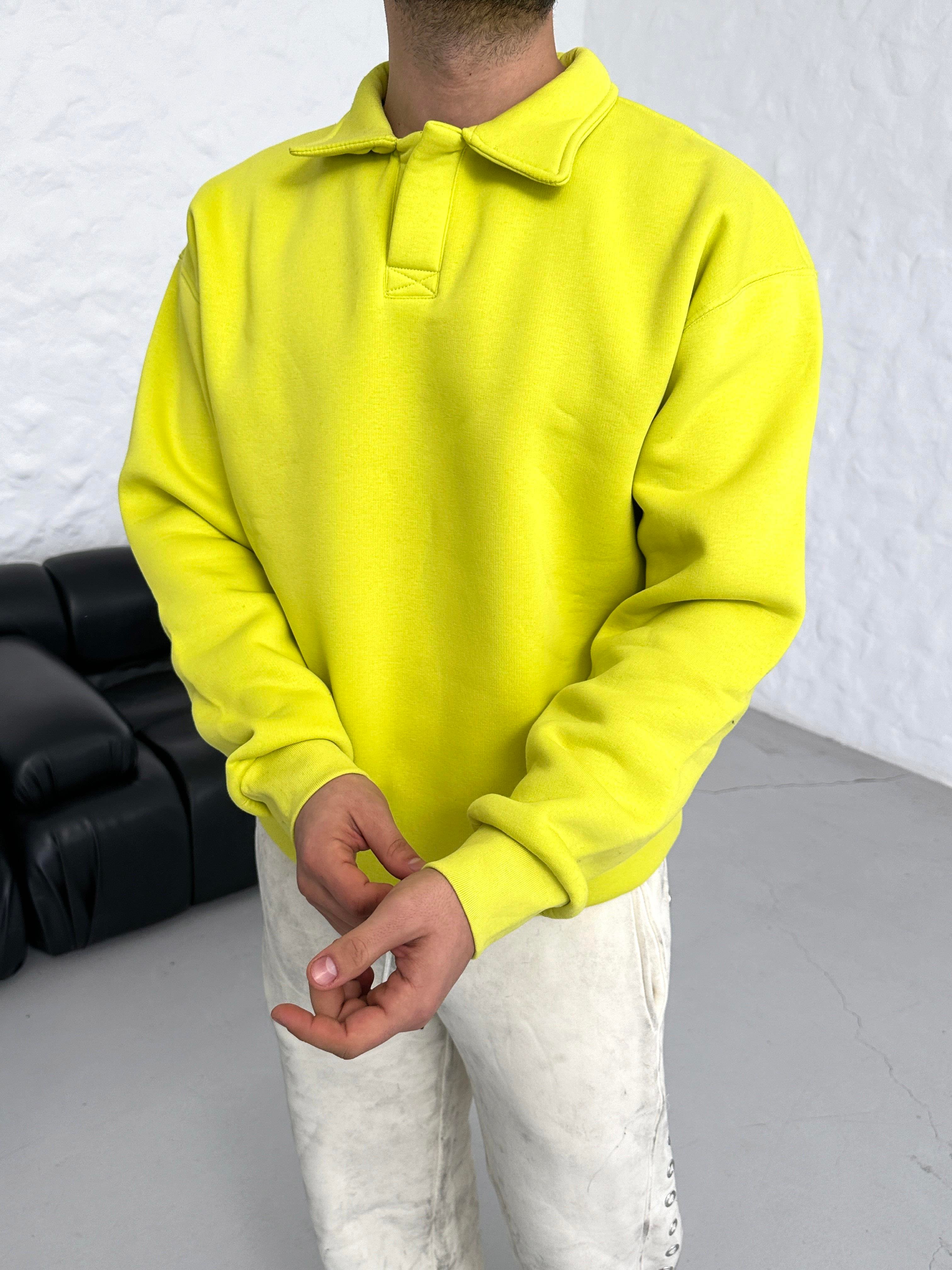 SWEATSHİRTSarı 3 İplik Oversize Polo yaka PLZ