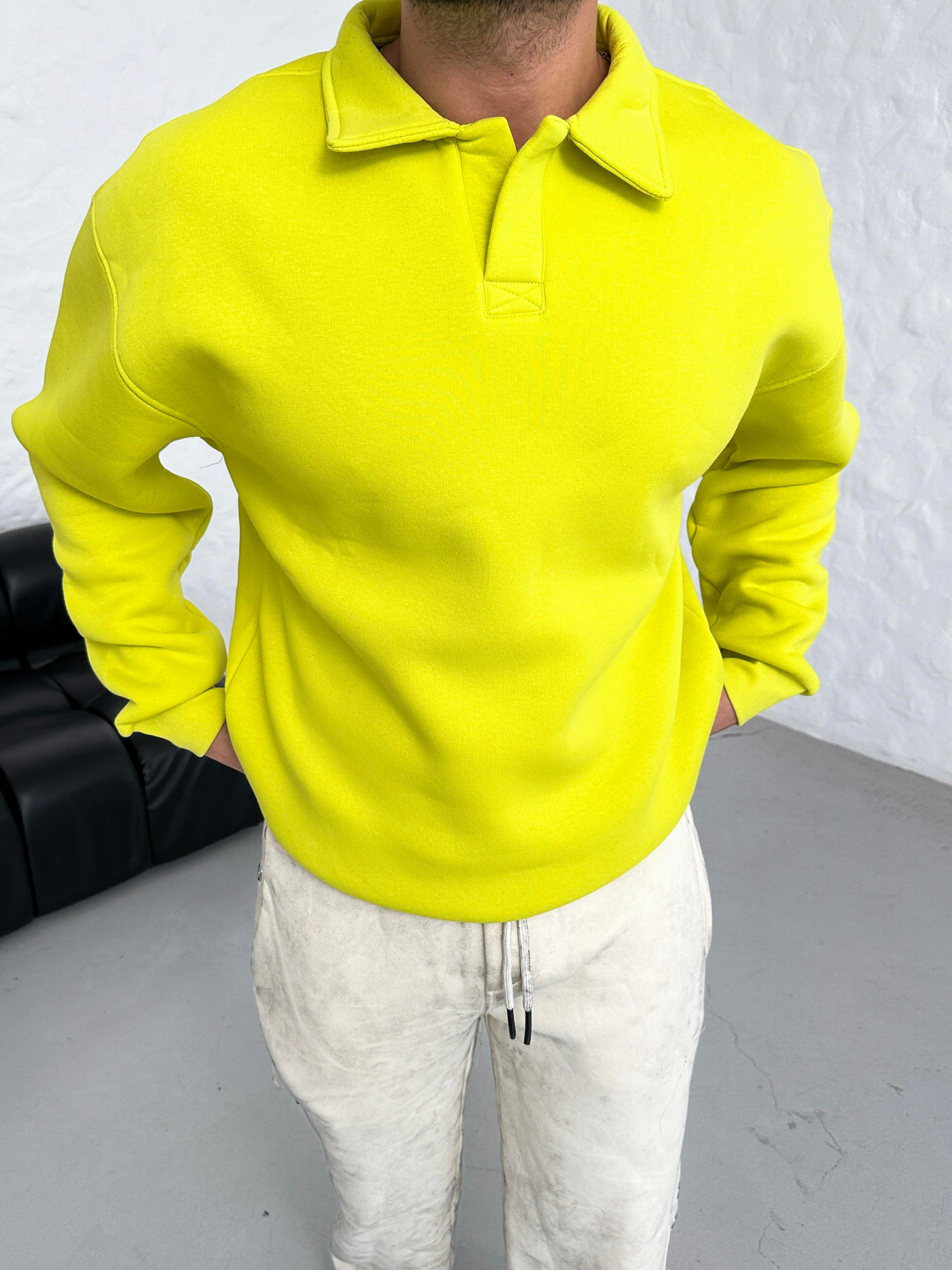 SWEATSHİRTSarı 3 İplik Oversize Polo yaka PLZ