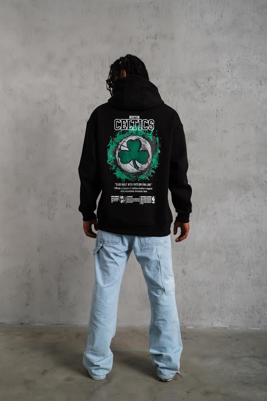 SWEATSHİRTSiyah CELTİCS Baskılı 3 İplik Kapşonlu Oversize Sweatshirt 
