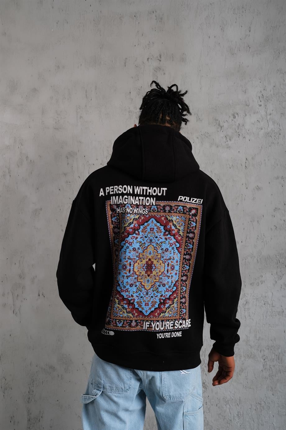 SWEATSHİRTSiyah IF YOU SCAR Baskılı 3 İplik Kapşonlu Oversize Sweatshirt