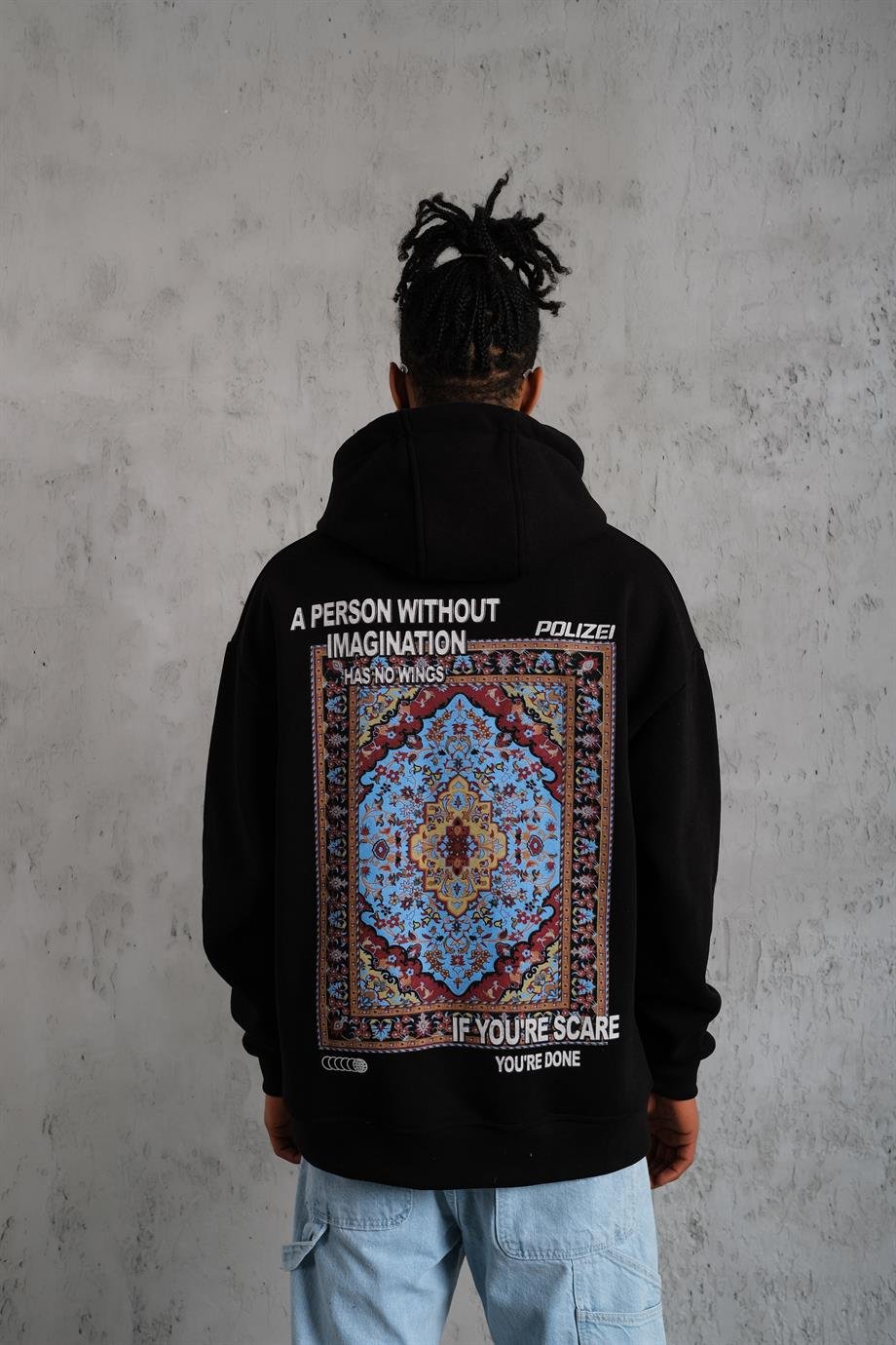 SWEATSHİRTSiyah IF YOU SCAR Baskılı 3 İplik Kapşonlu Oversize Sweatshirt