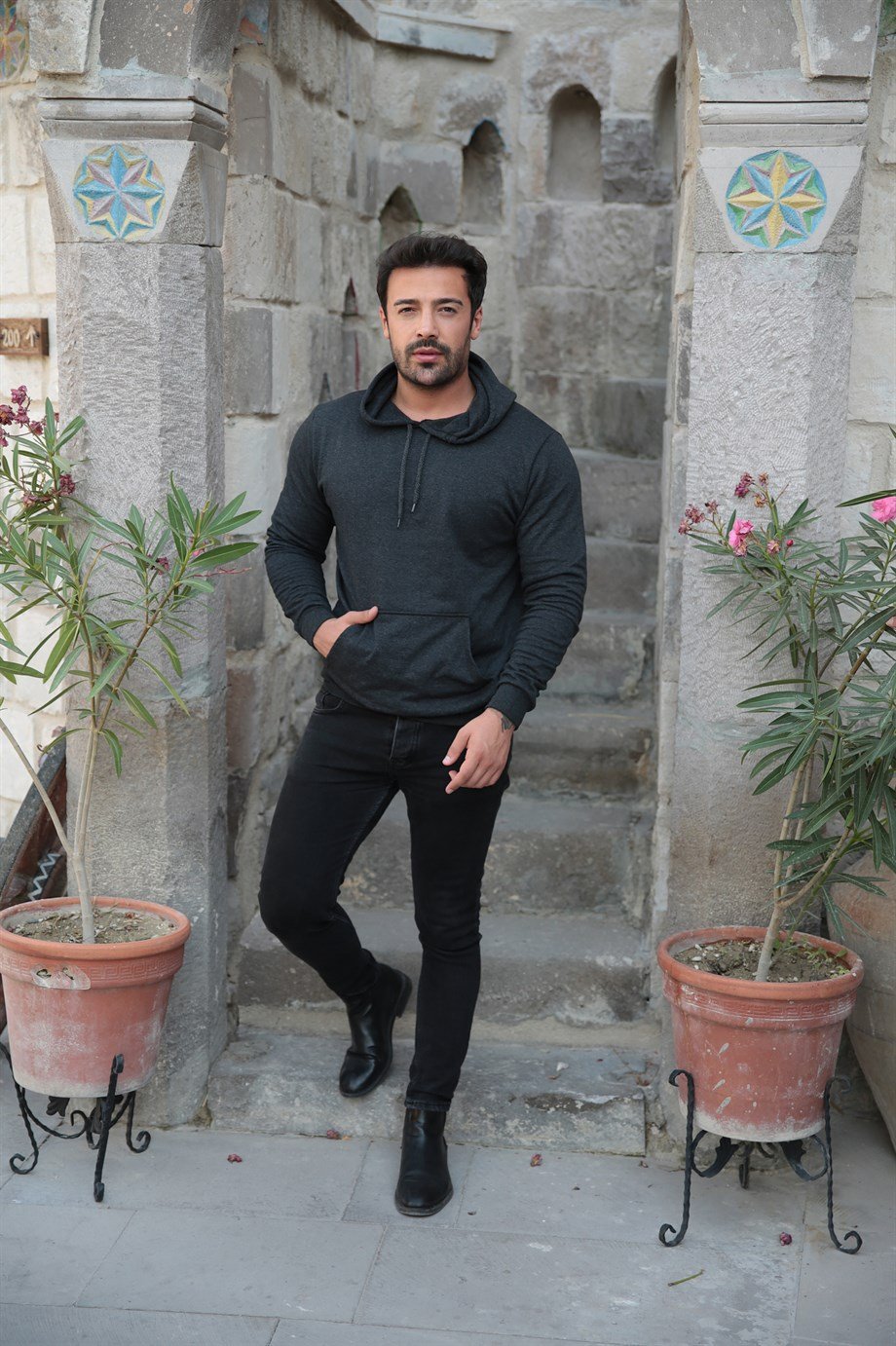 SWEATSHİRTUnisex 2 İplik Antrasit Kapşonlu Sweatshirt 