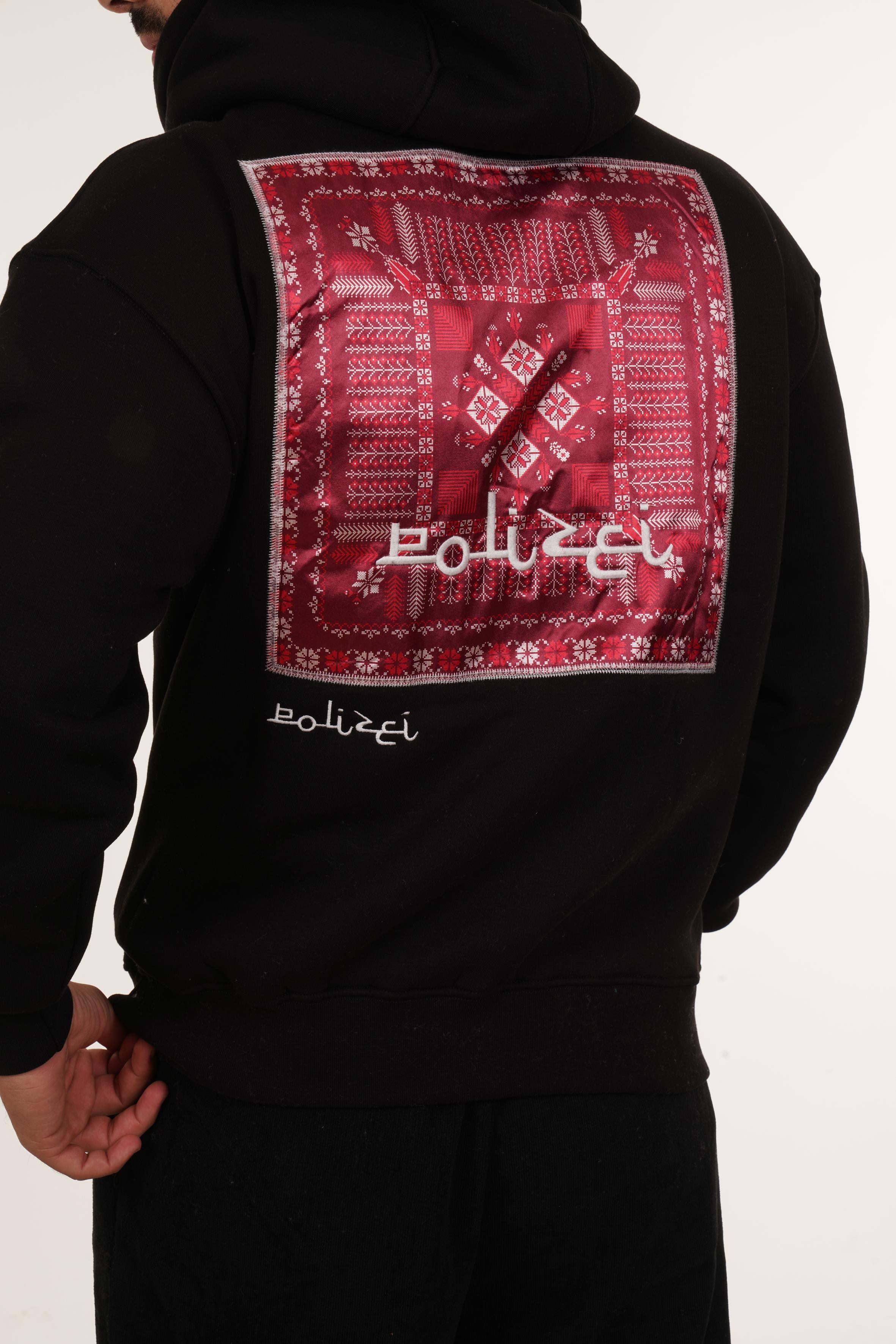 SweatSİYAH 3 İplik Oversize Kırmızı Halı Kapşonlu Sweatshirt PLZ