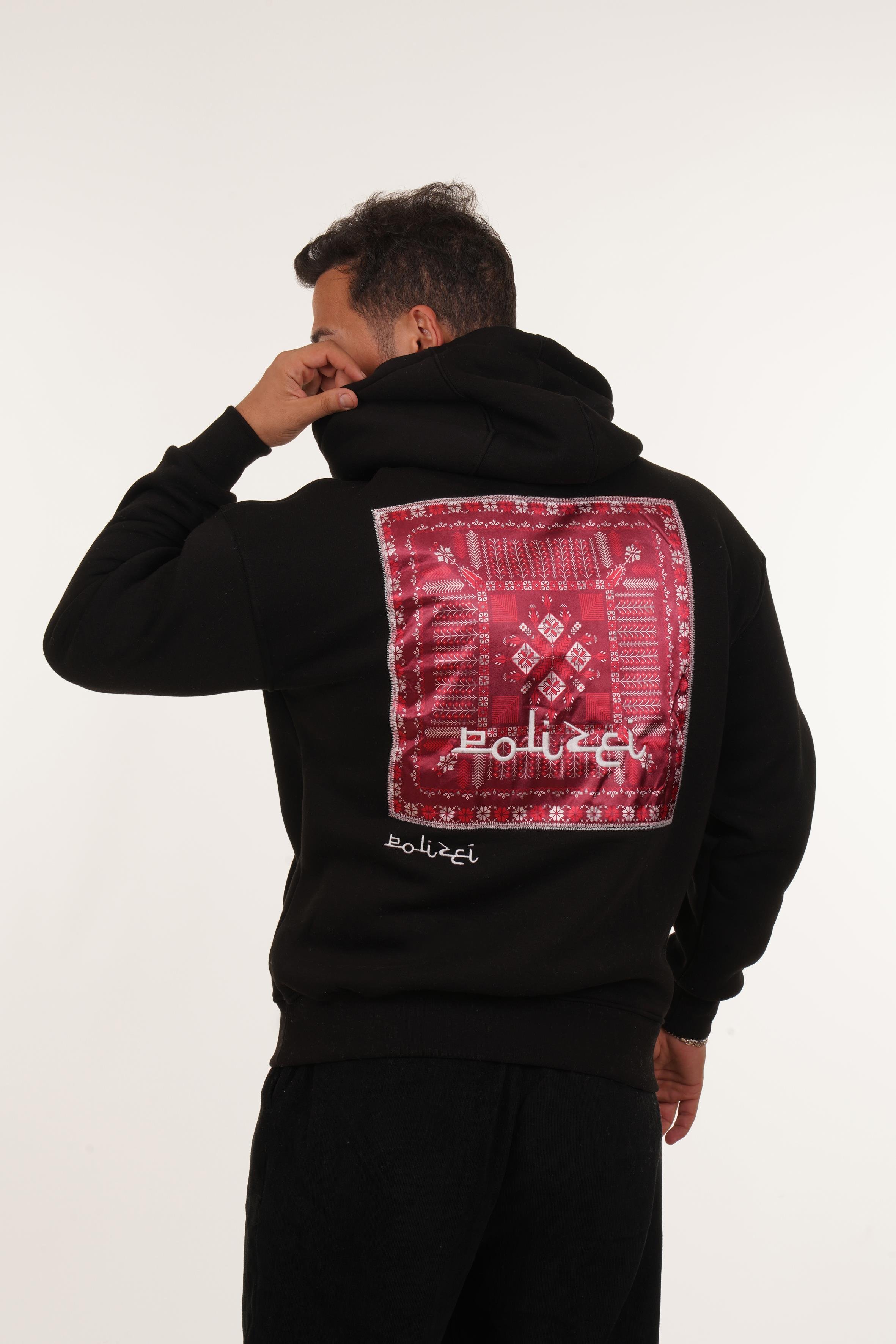 SweatSİYAH 3 İplik Oversize Kırmızı Halı Kapşonlu Sweatshirt PLZ