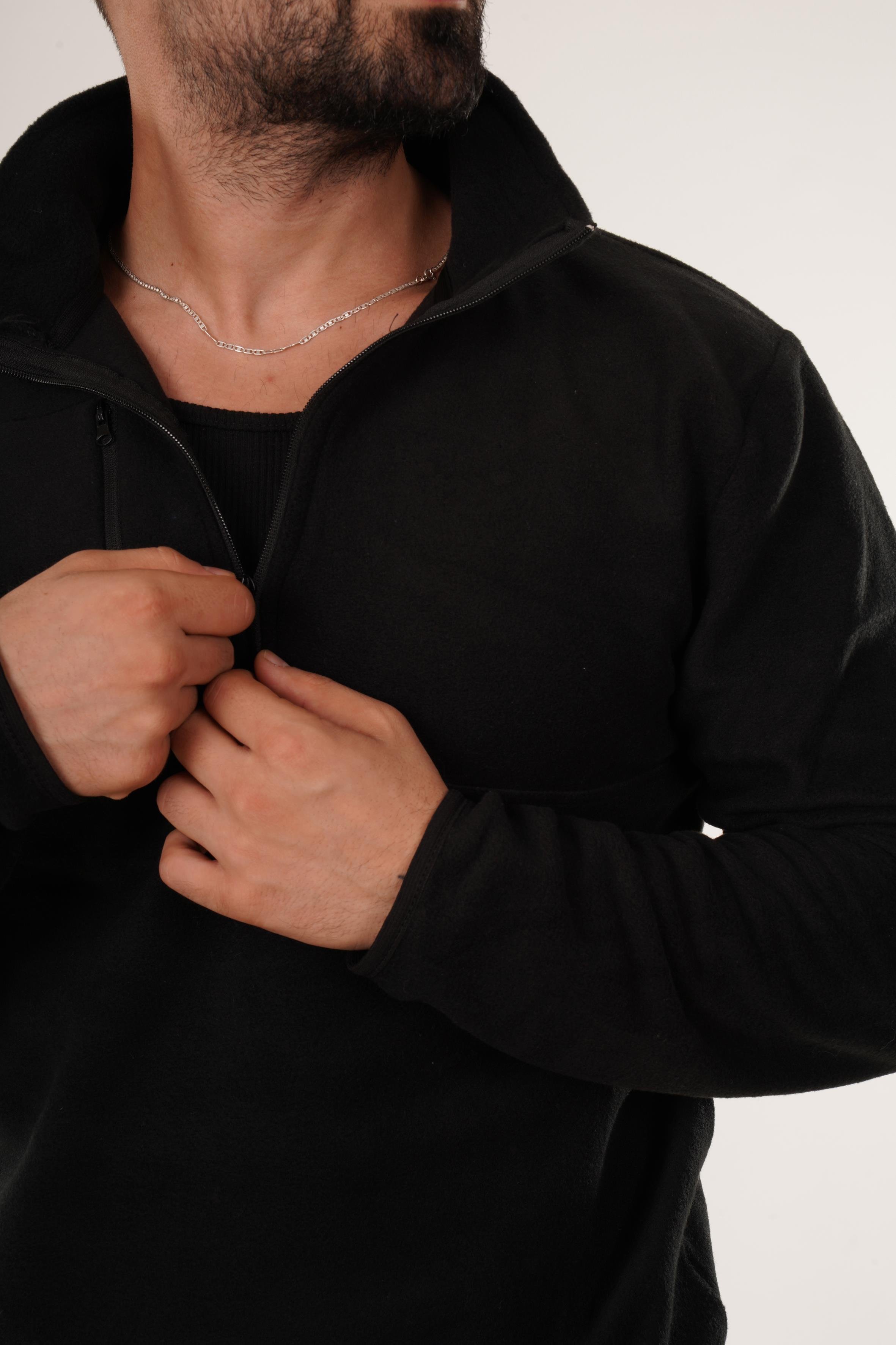SweatSiyah Göğüs Cepli Polar