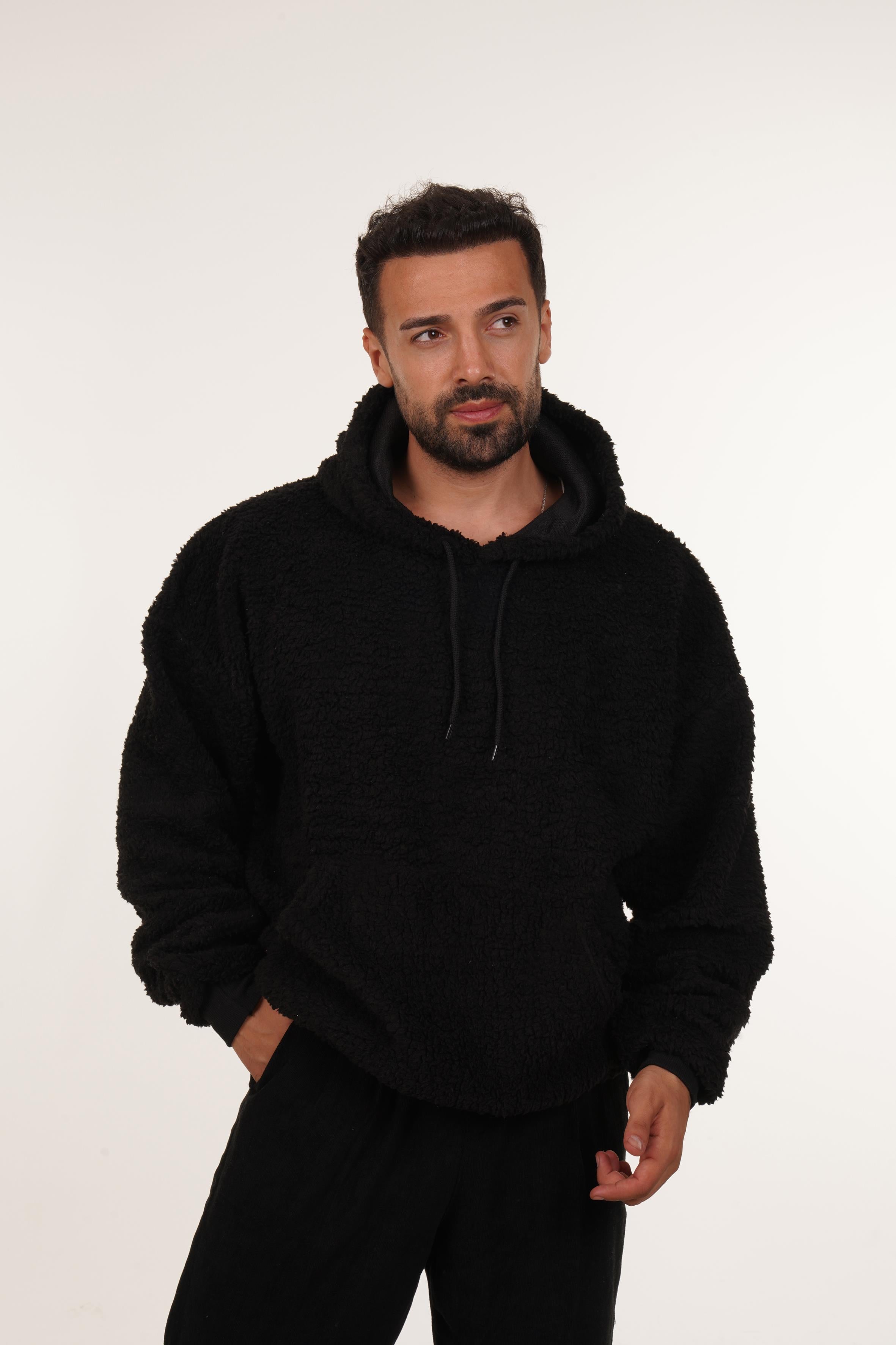 SweatSiyah Kuzu Kapüşonlu SC
