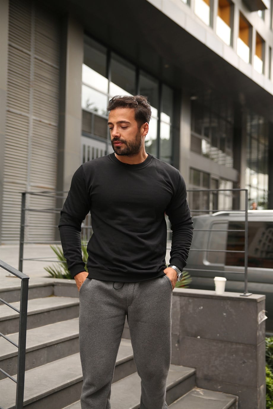 SWEATUnisex 2 İplik Siyah Sweatshirt 