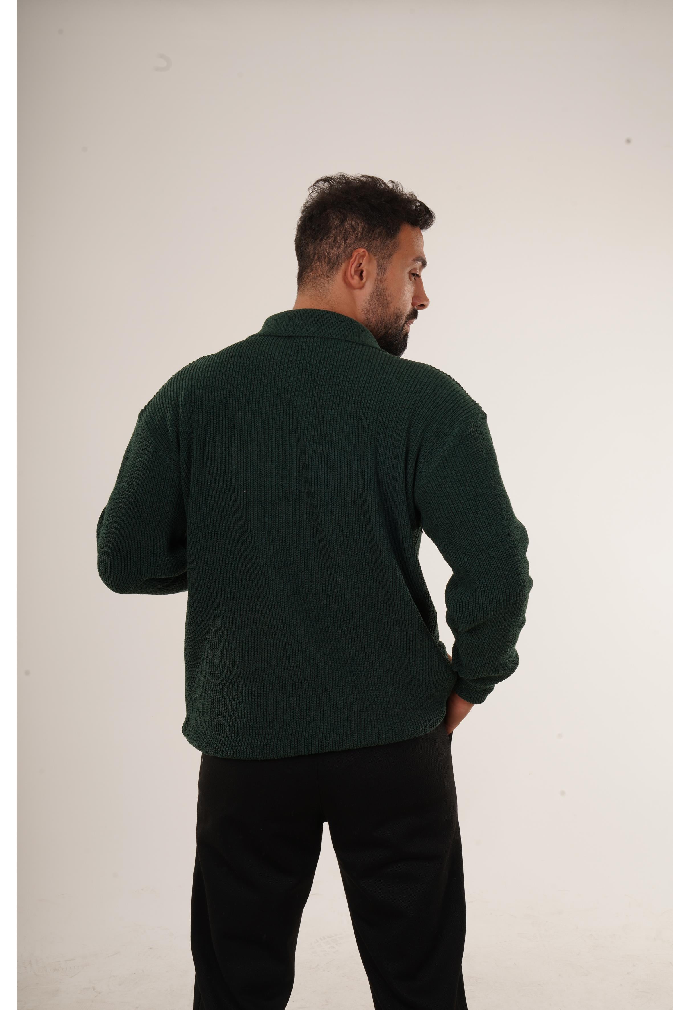 SweatZümrüt Selanik Polo Fermuarlı Kazak