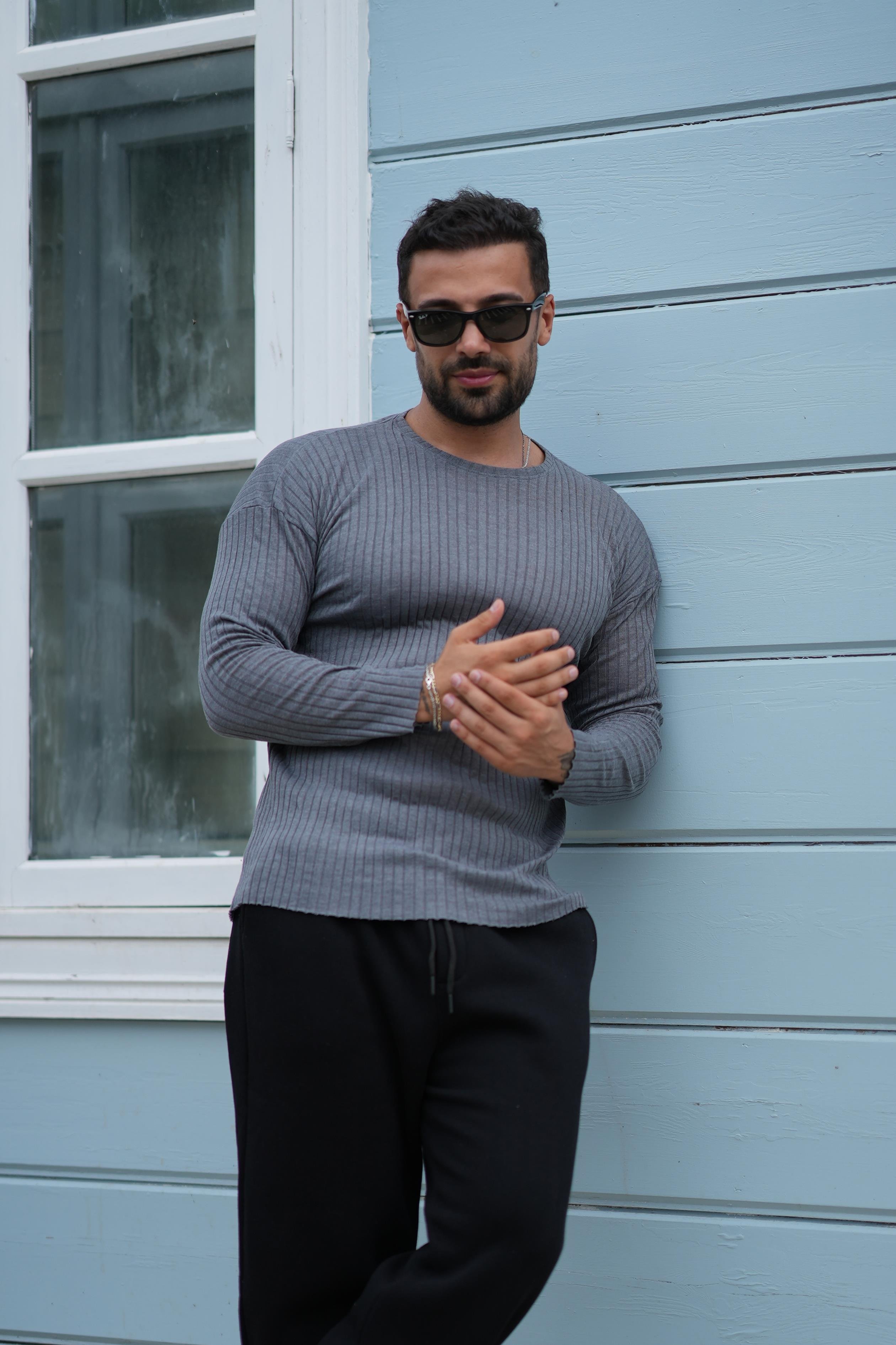 T-SHİRTANTRASİT Fitilli oversize uzun kol SC