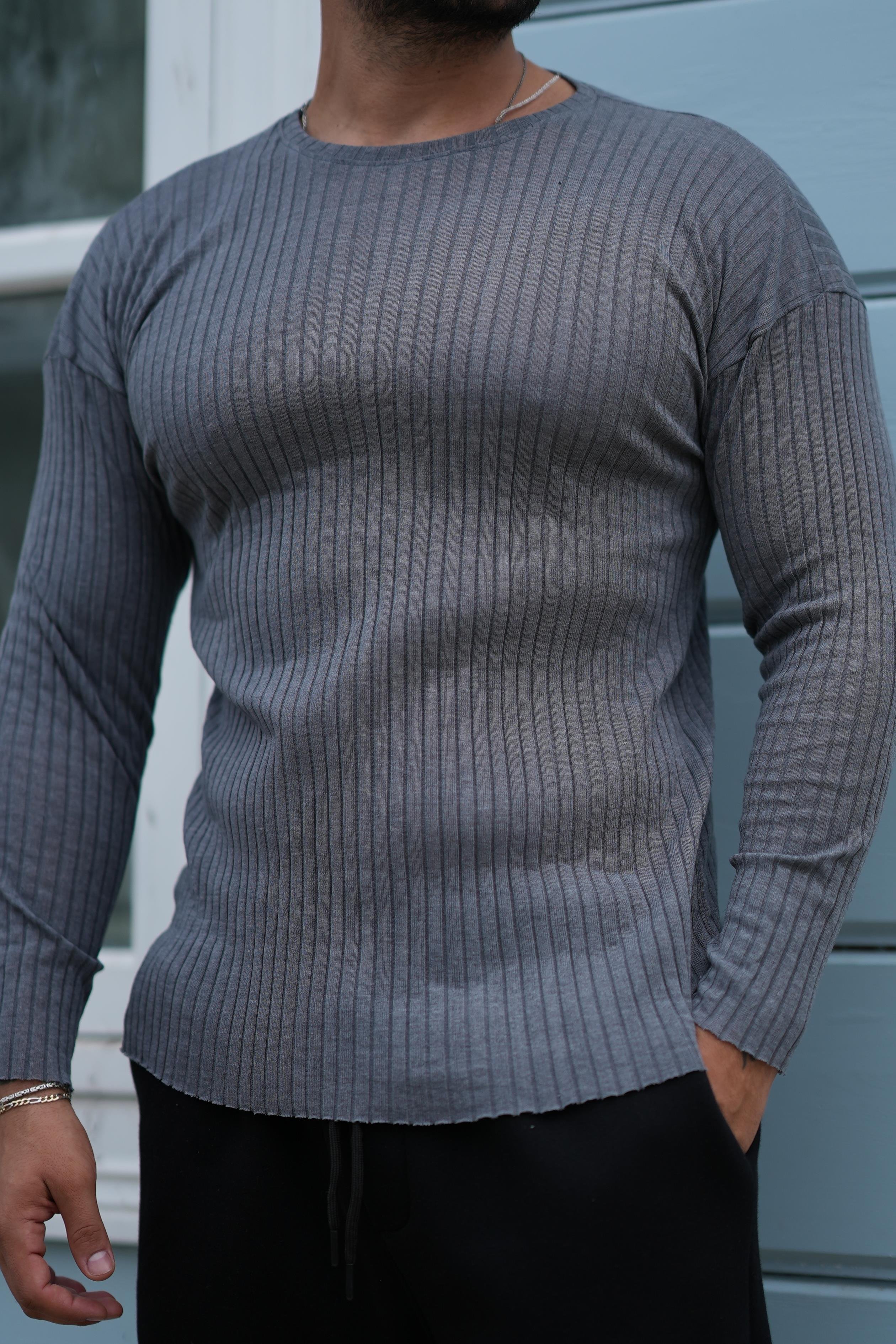T-SHİRTANTRASİT Fitilli oversize uzun kol SC