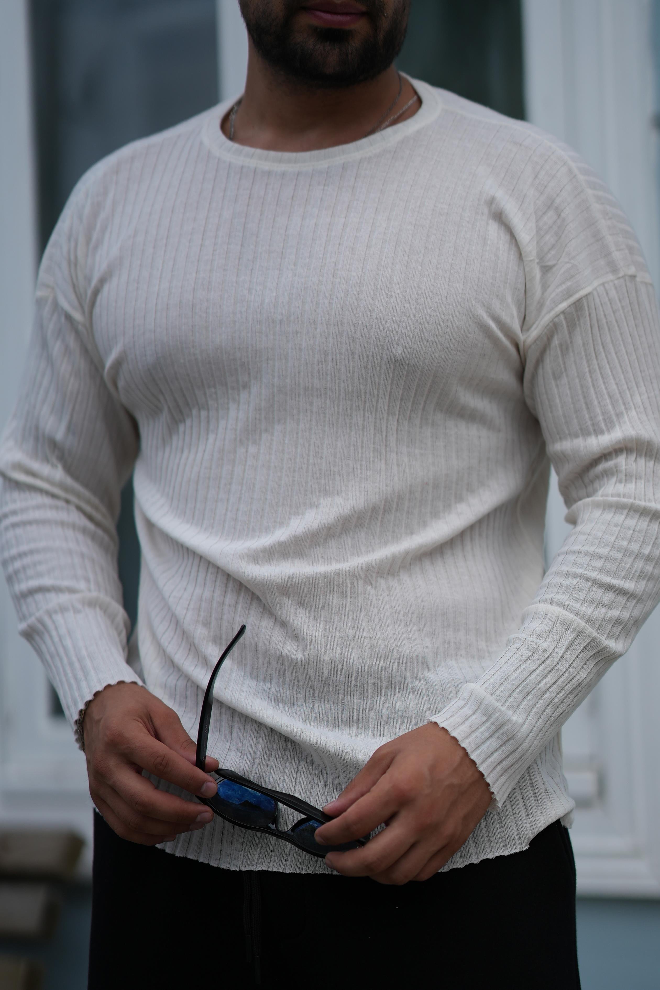 T-SHİRTBEJ Fitilli oversize uzun kol SC