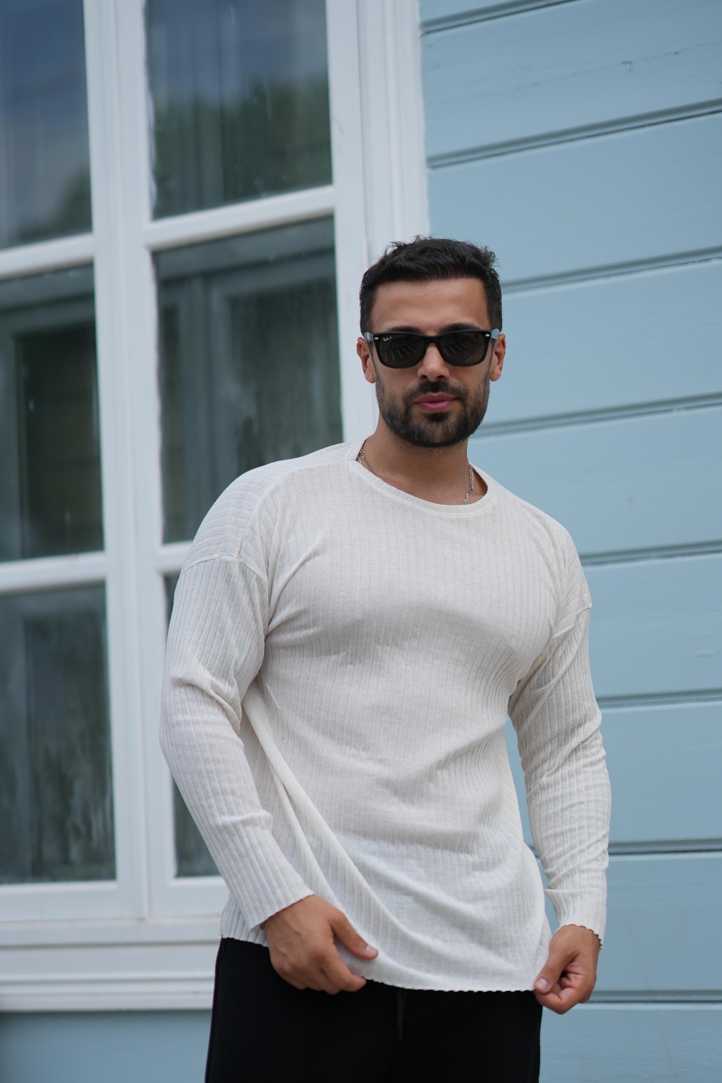 T-SHİRTBEJ Fitilli oversize uzun kol SC