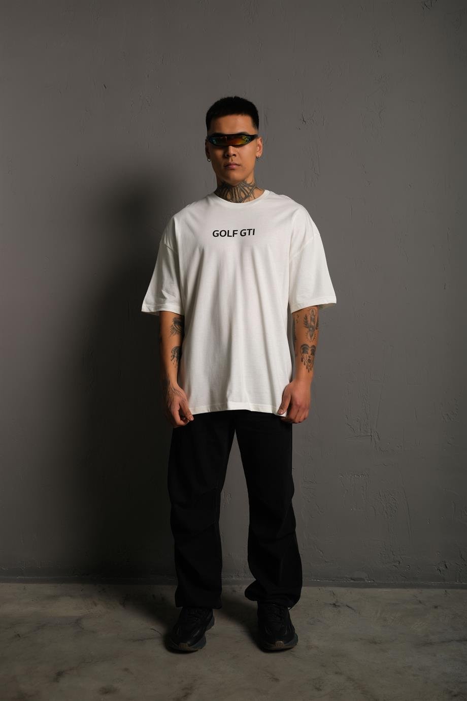 T-SHİRTBeyaz GOLF GTI Baskılı Oversize T-SHIRT MHL