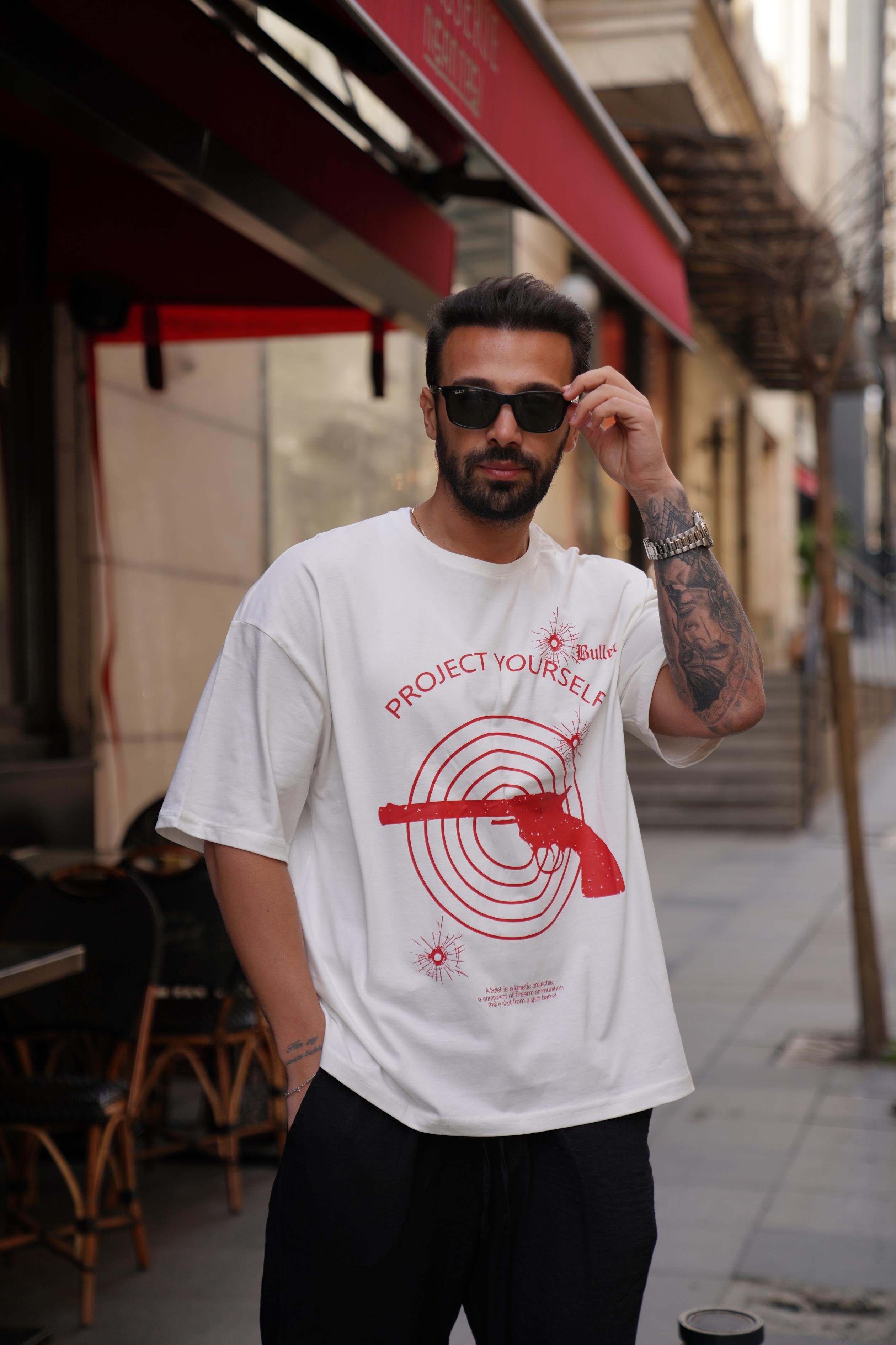 T-SHİRTBeyaz Project Yourself Oversize T-Shirt VMS 303289