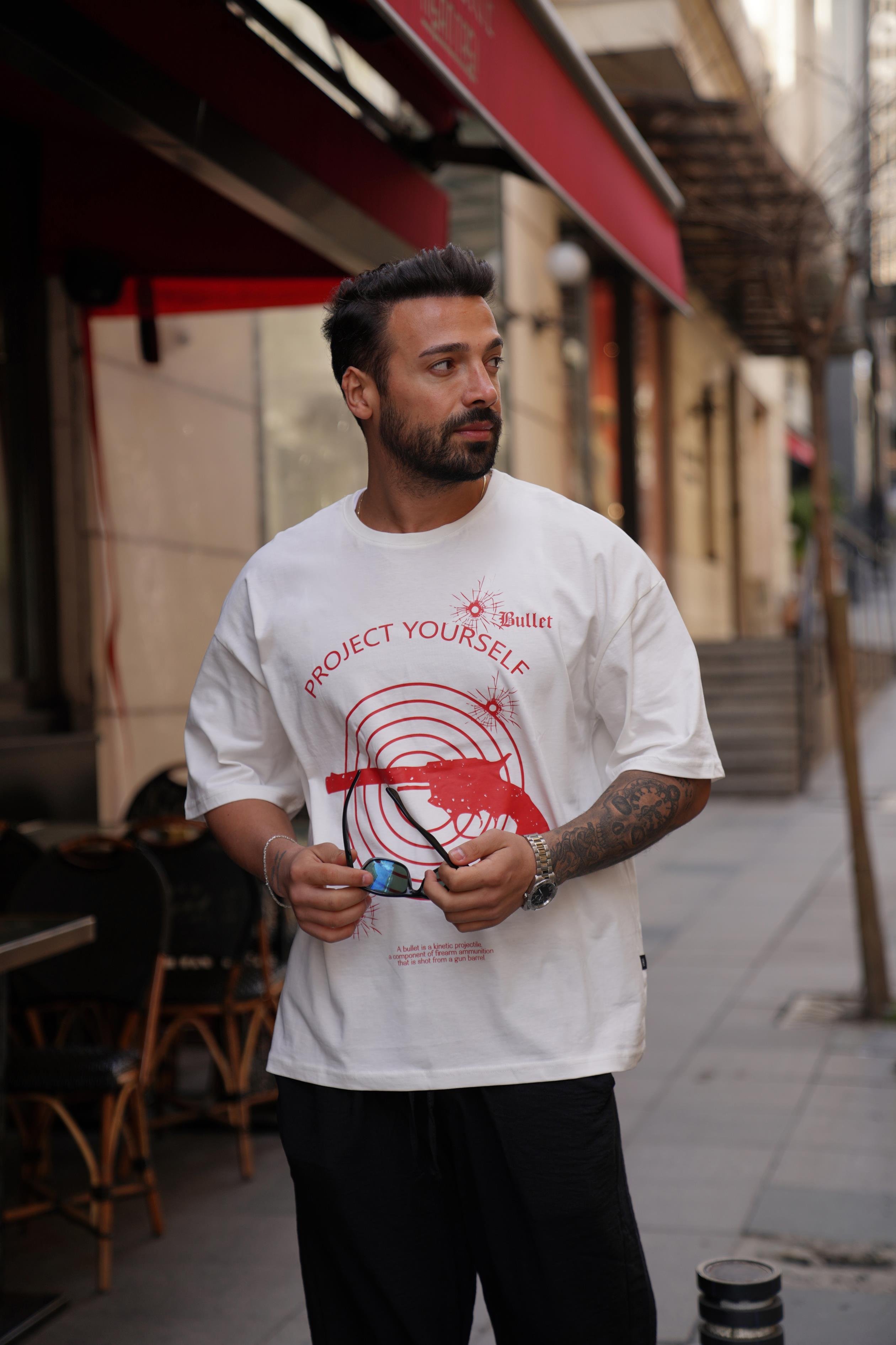 T-SHİRTBeyaz Project Yourself Oversize T-Shirt VMS 303289