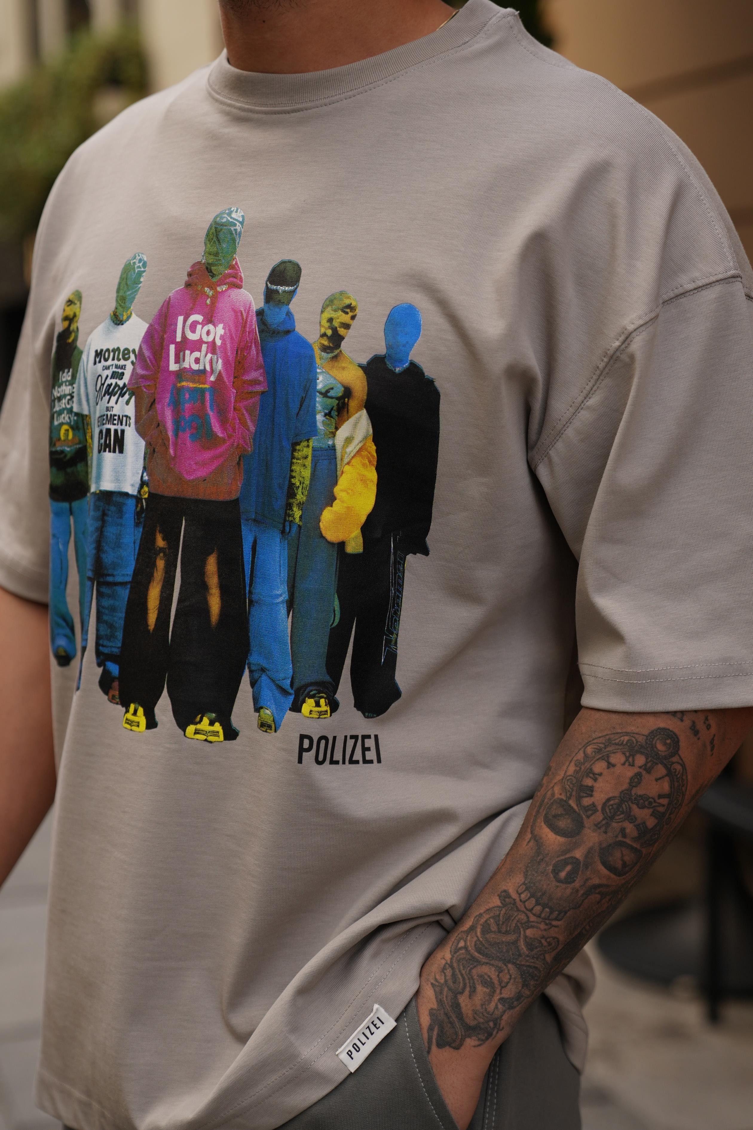 T-SHİRTBoyamagri 2 İplik Renkli Manken Baskılı Oversize T-Shirt MHL