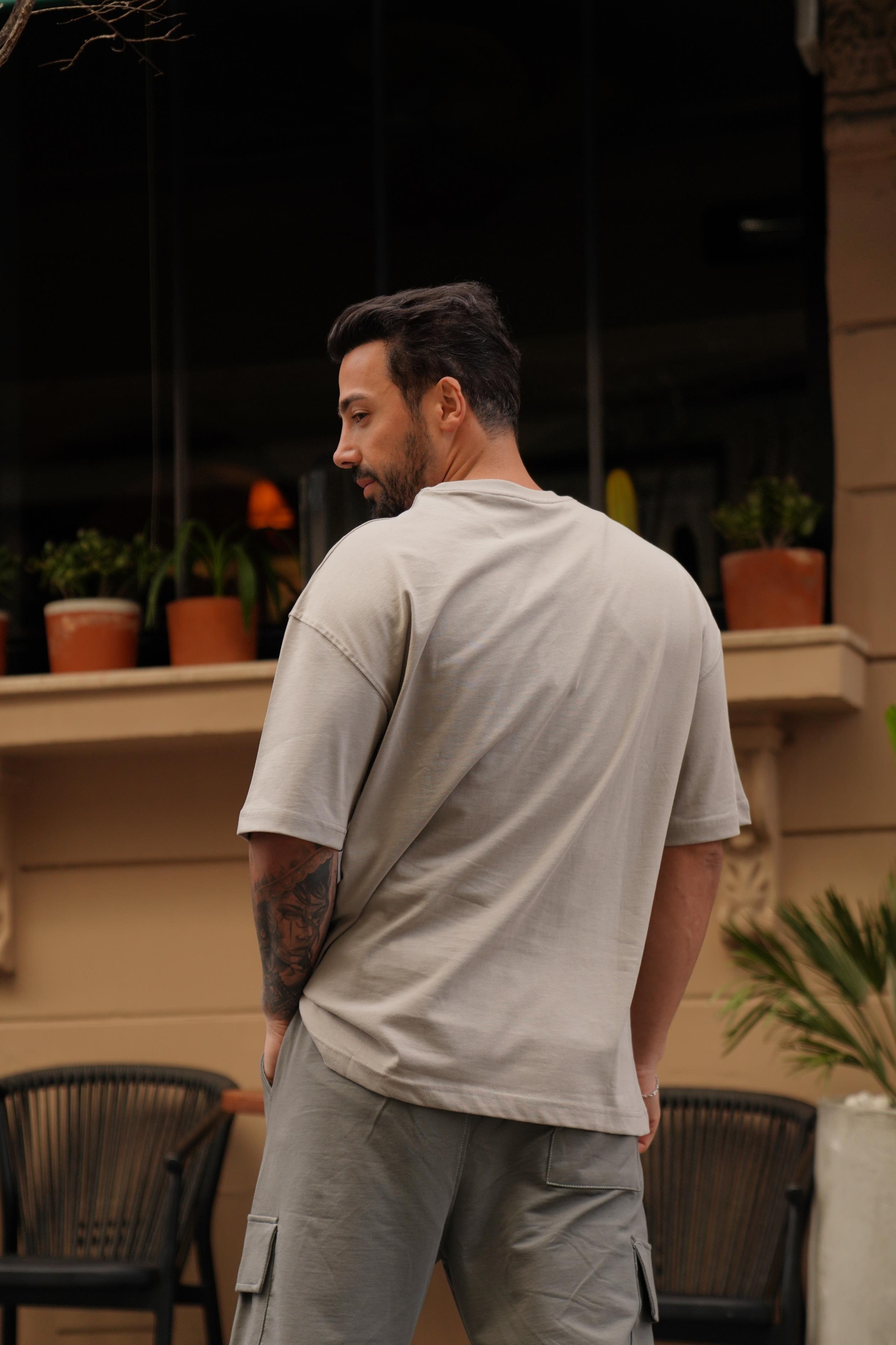T-SHİRTBoyamagri 2 İplik Renkli Manken Baskılı Oversize T-Shirt MHL