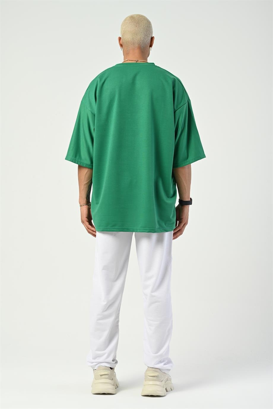 T-SHİRTÇamyeşili 2 İplik Double Kalıp Oversize T-SHIRT GRK