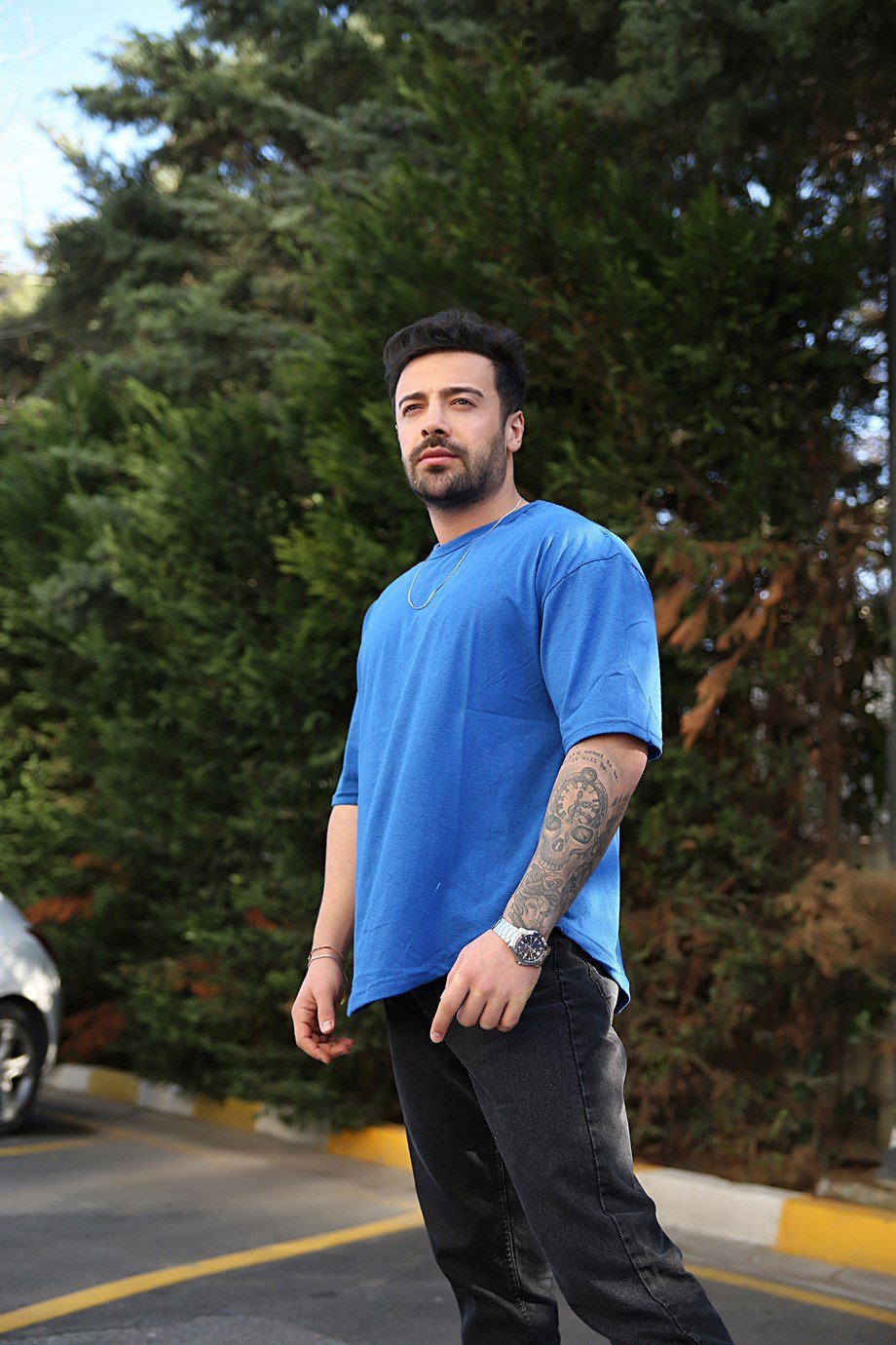 T-shirtErkek Mavi Oversize Tshirt