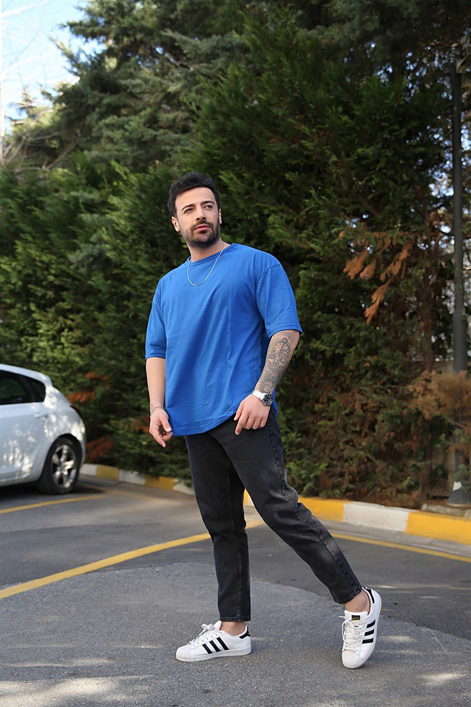 T-shirtErkek Mavi Oversize Tshirt