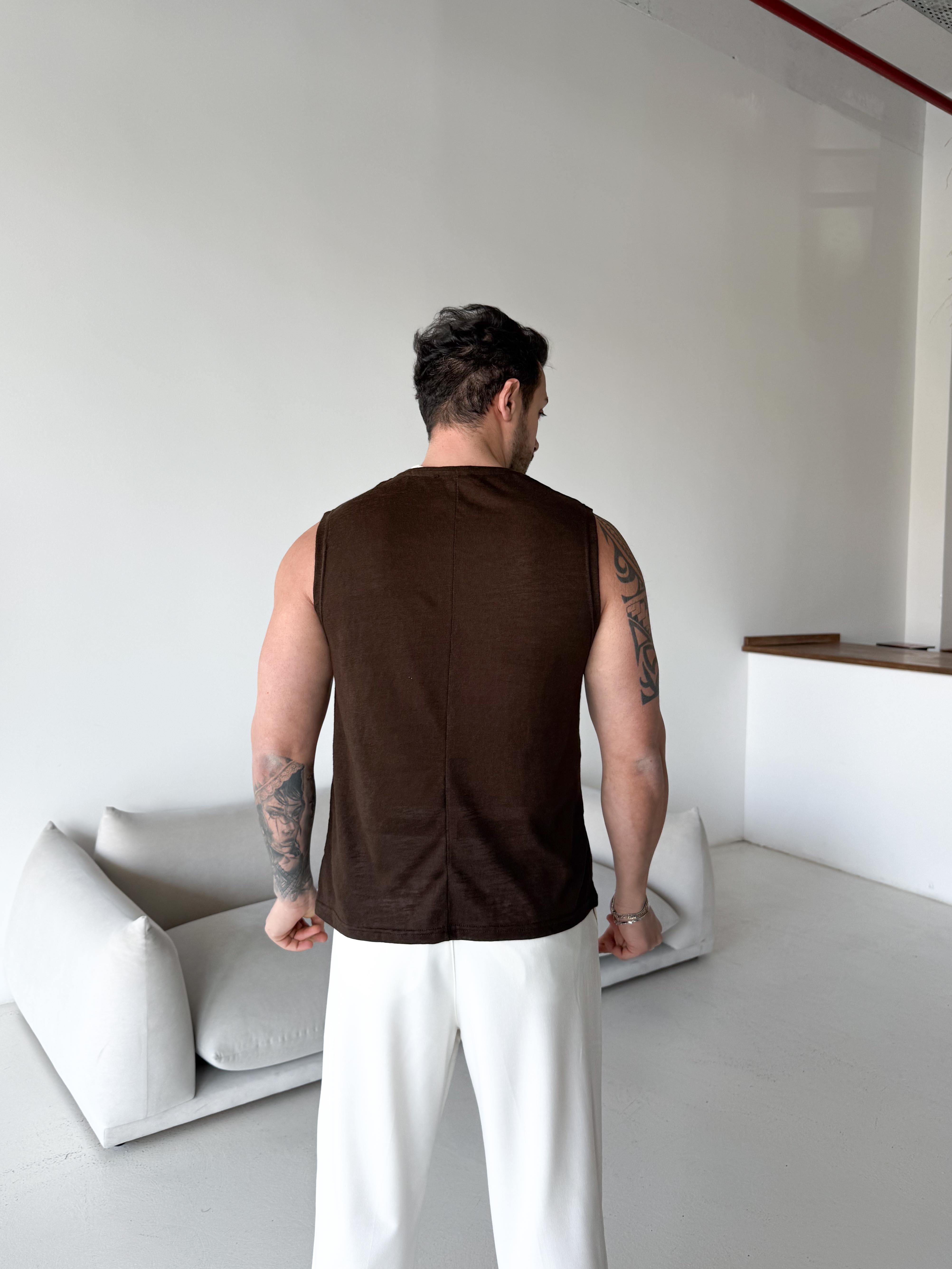 T-SHİRTKahve Basic marsel pamuk triko Antioch 9459