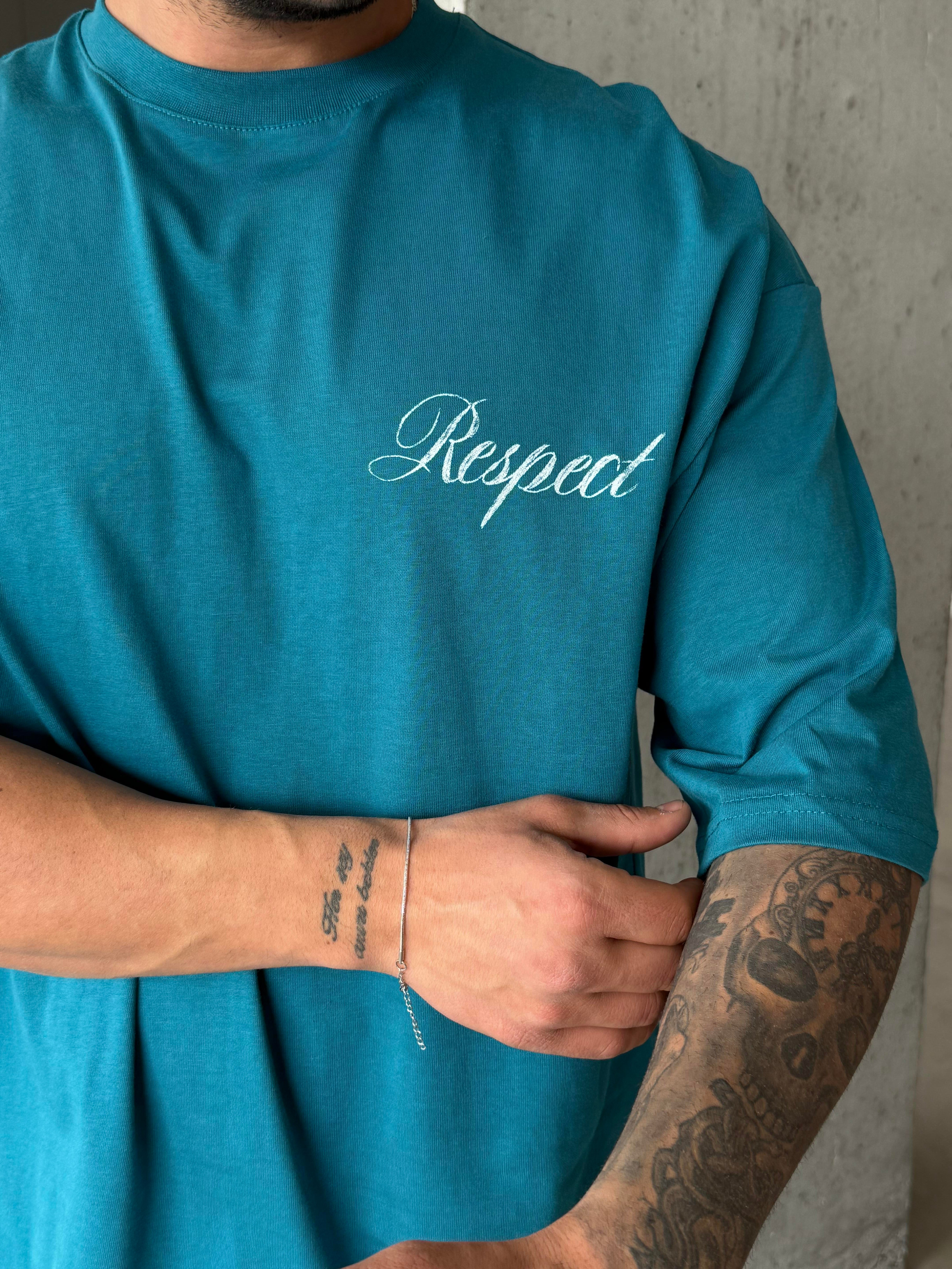T-SHİRTMavi Respect Baskılı Bol Pamuk Tişört RP