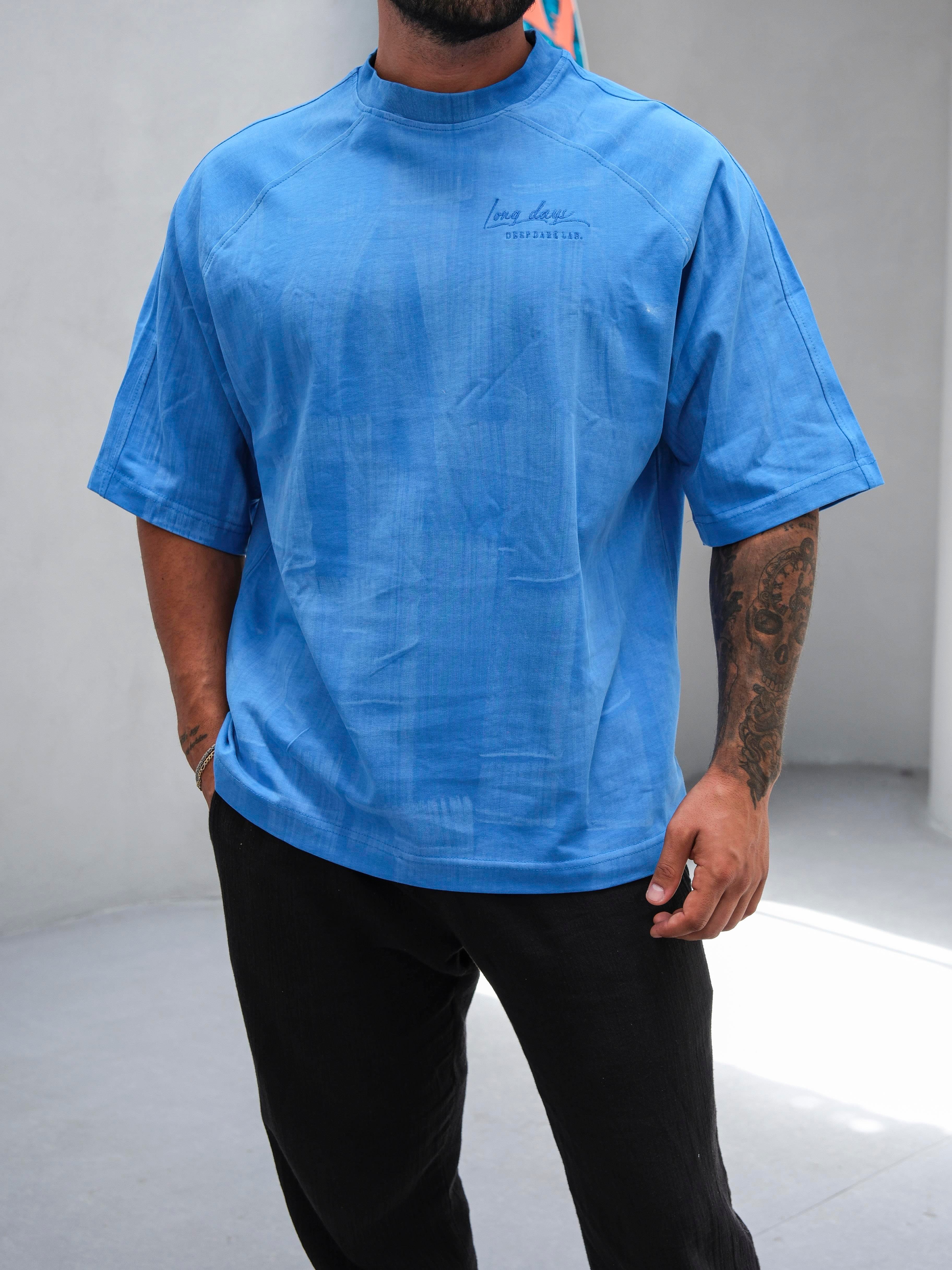 T-SHİRTSaks Düz Fırça Darbeli Oversize T-SHIRT PNC8127