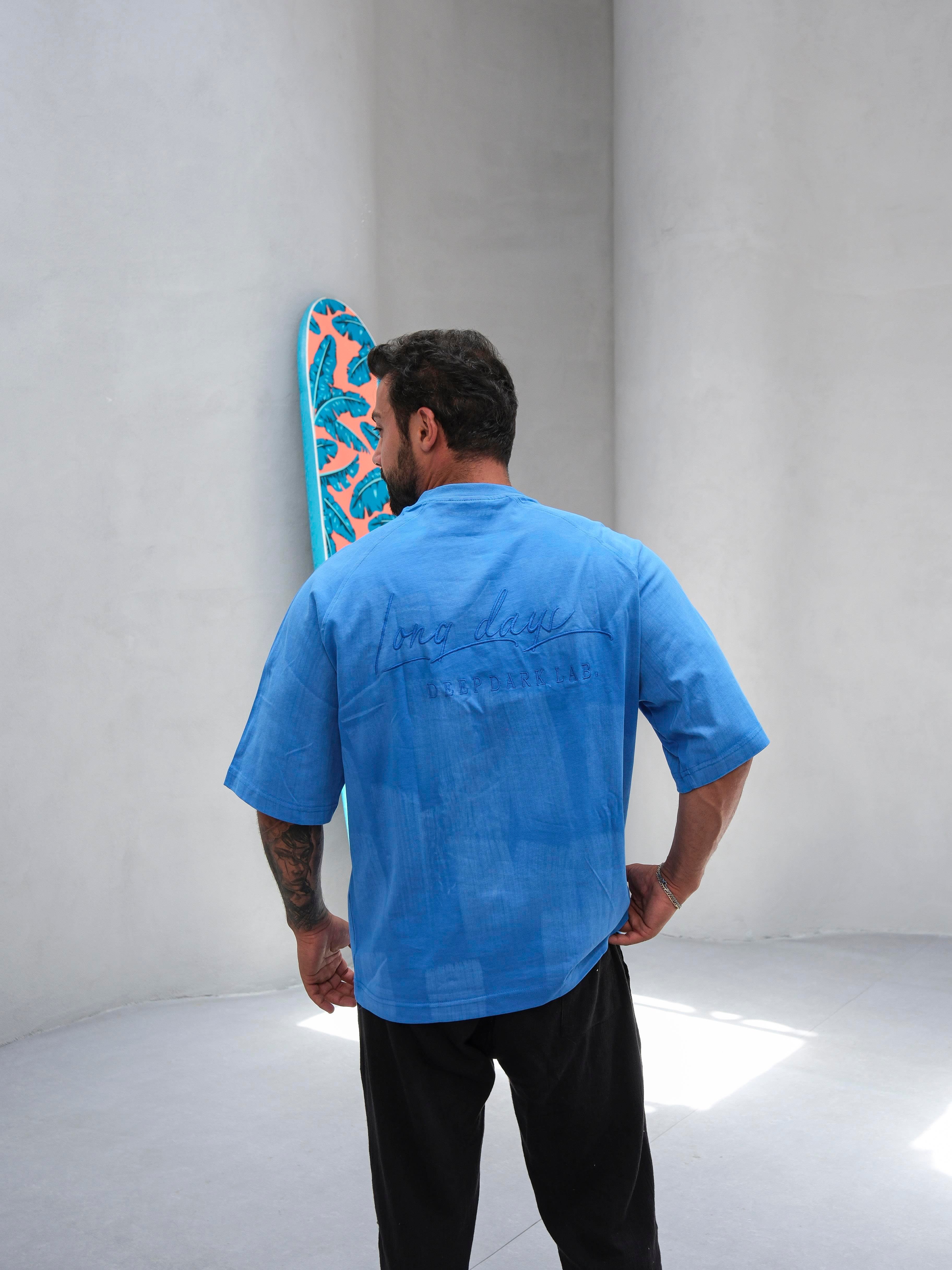 T-SHİRTSaks Düz Fırça Darbeli Oversize T-SHIRT PNC8127