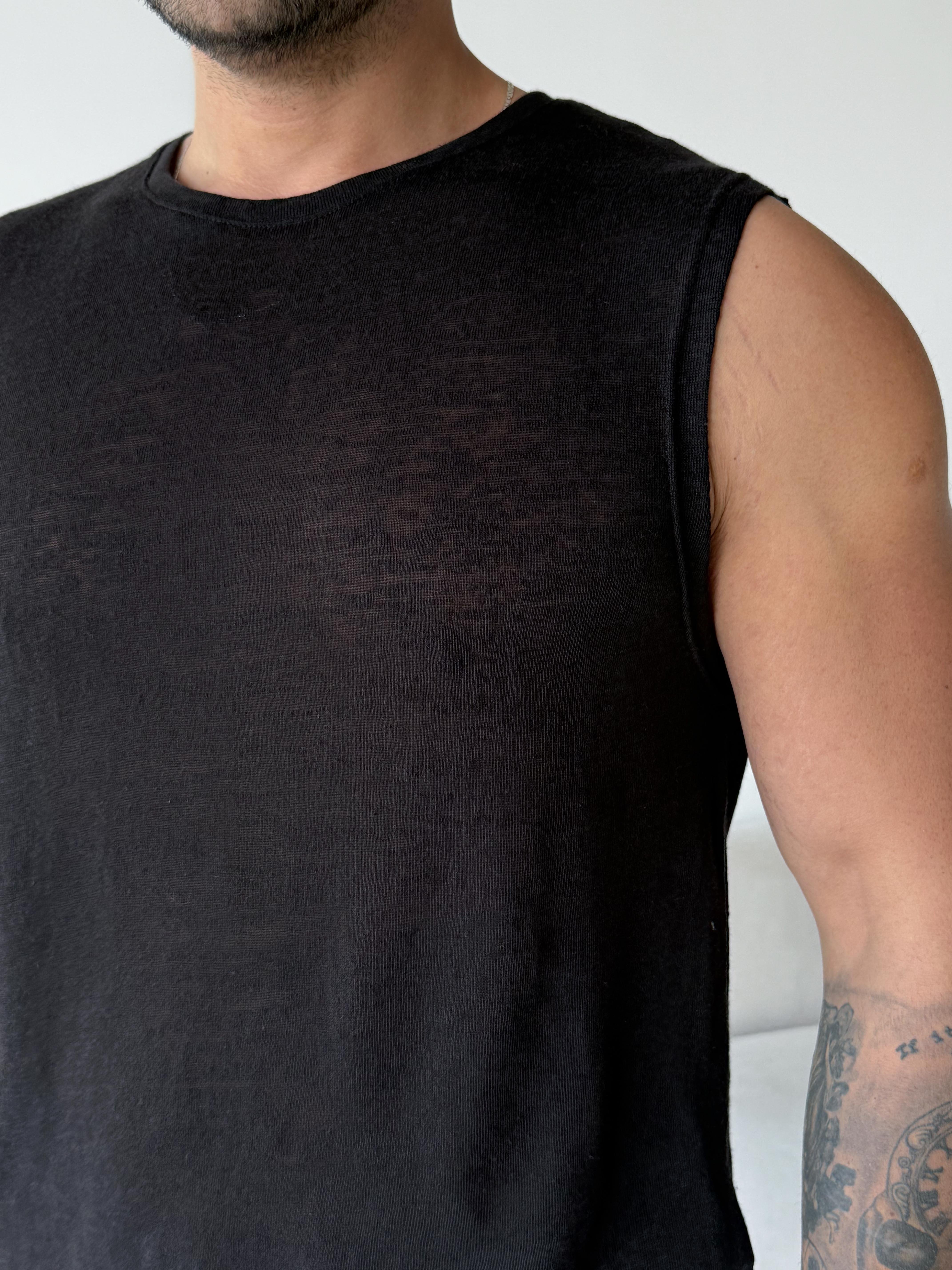 T-SHİRTSiyah Basic marsel pamuk triko Antioch 9459