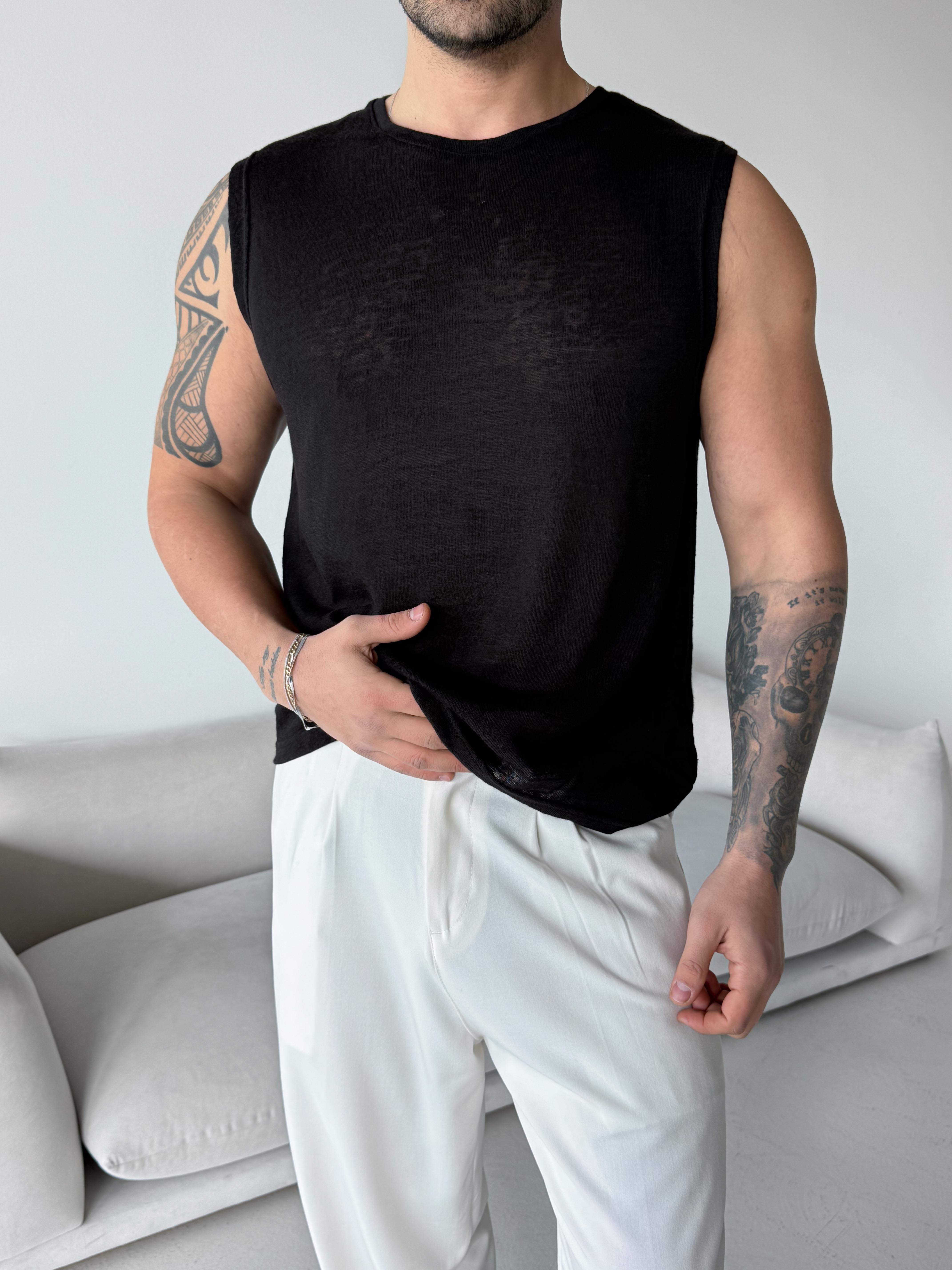 T-SHİRTSiyah Basic marsel pamuk triko Antioch 9459