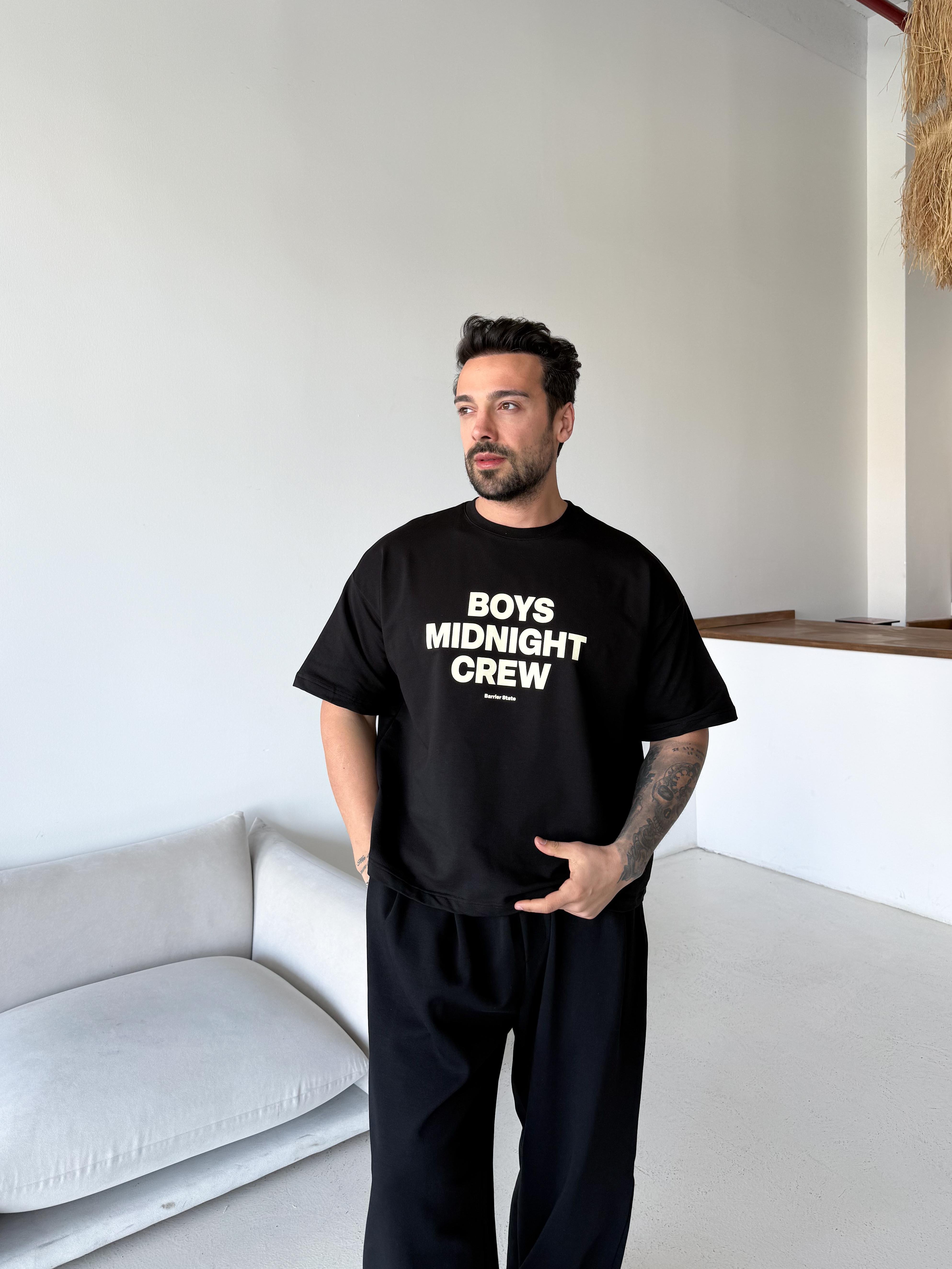 T-SHİRTSiyah Boys Baskılı Boxy Kalıp Tişört BRR 20217