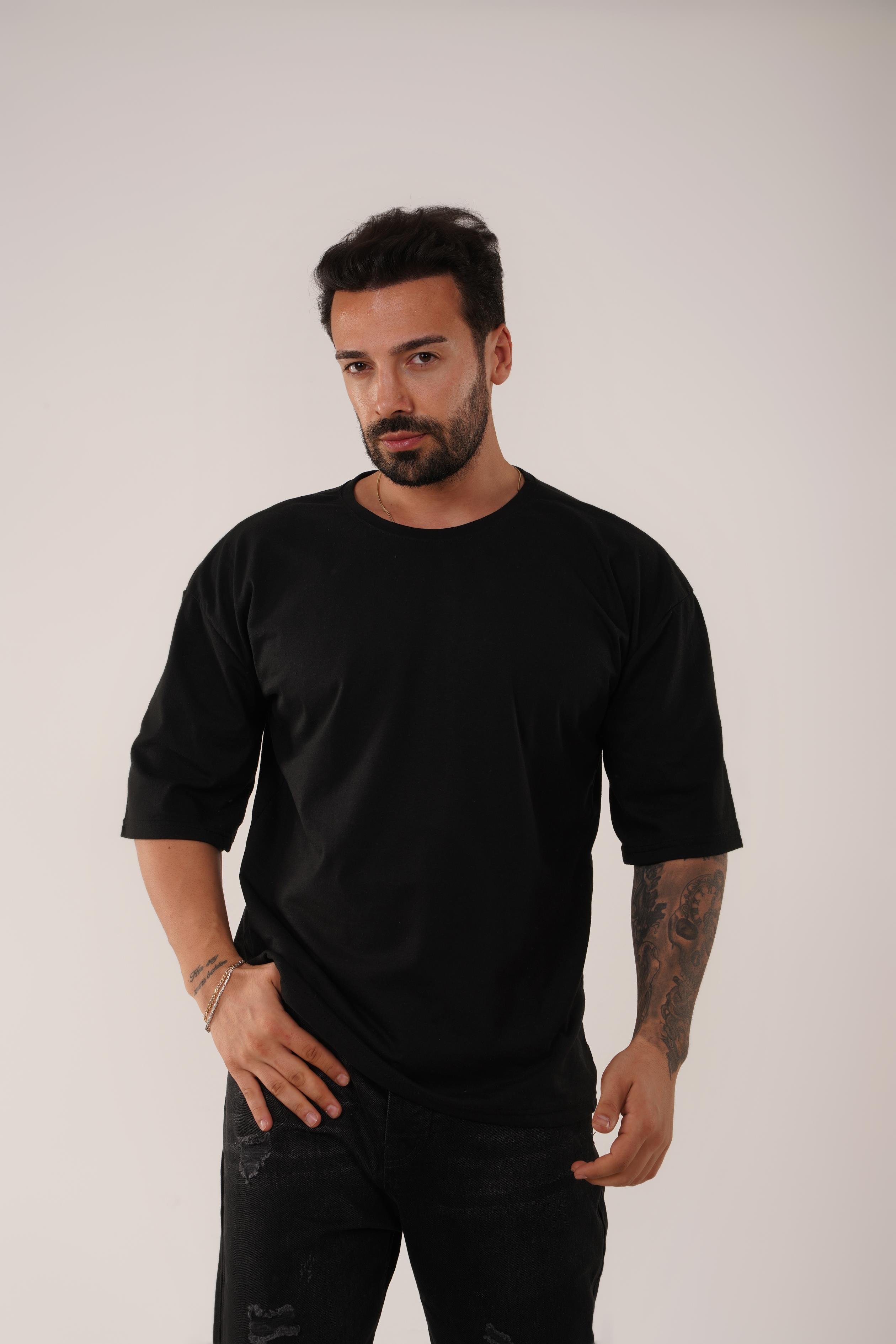 T-SHİRTSiyah Düz Suprem Oversize SC