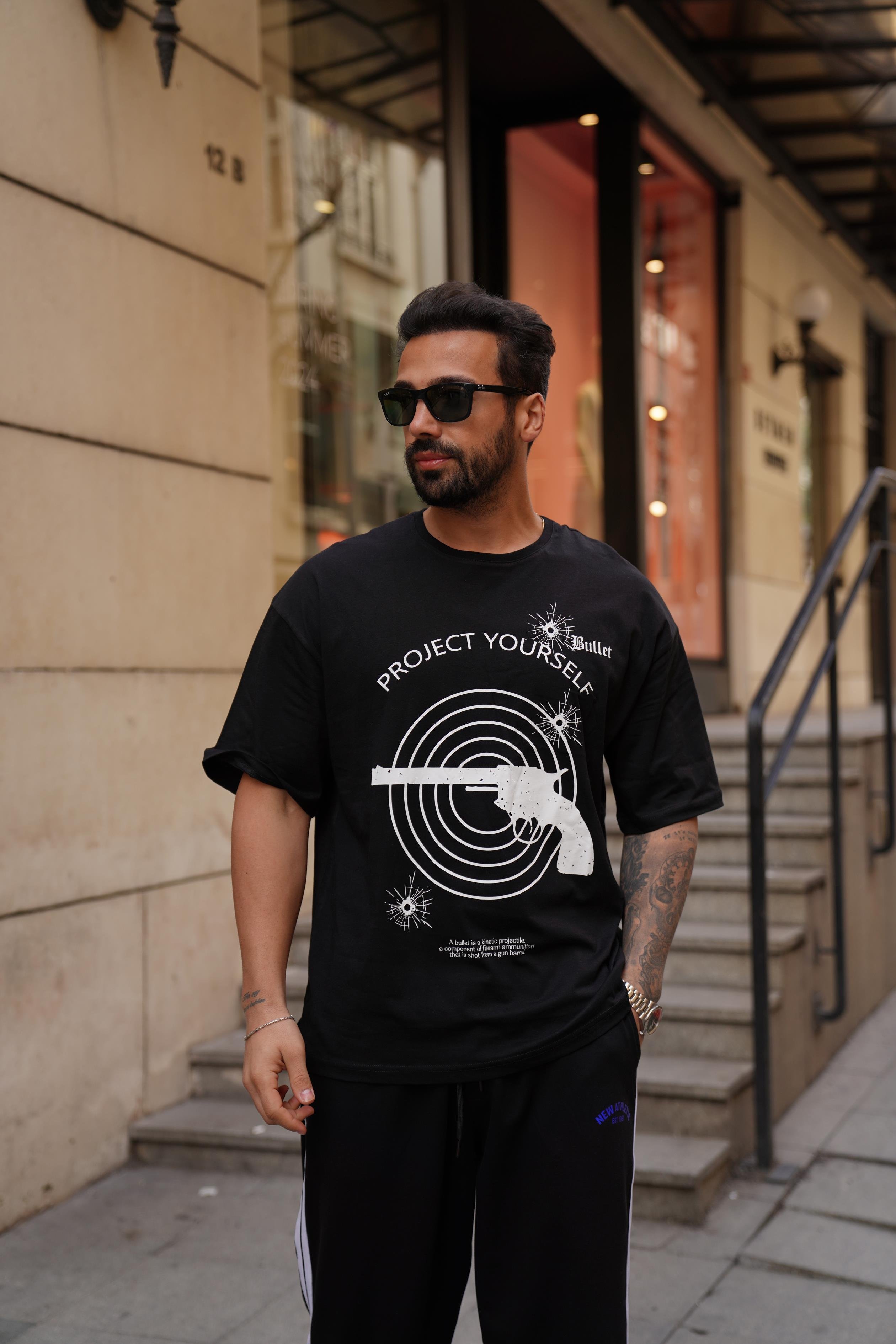T-SHİRTSiyah Project Yourself Oversize T-Shirt VMS 303289