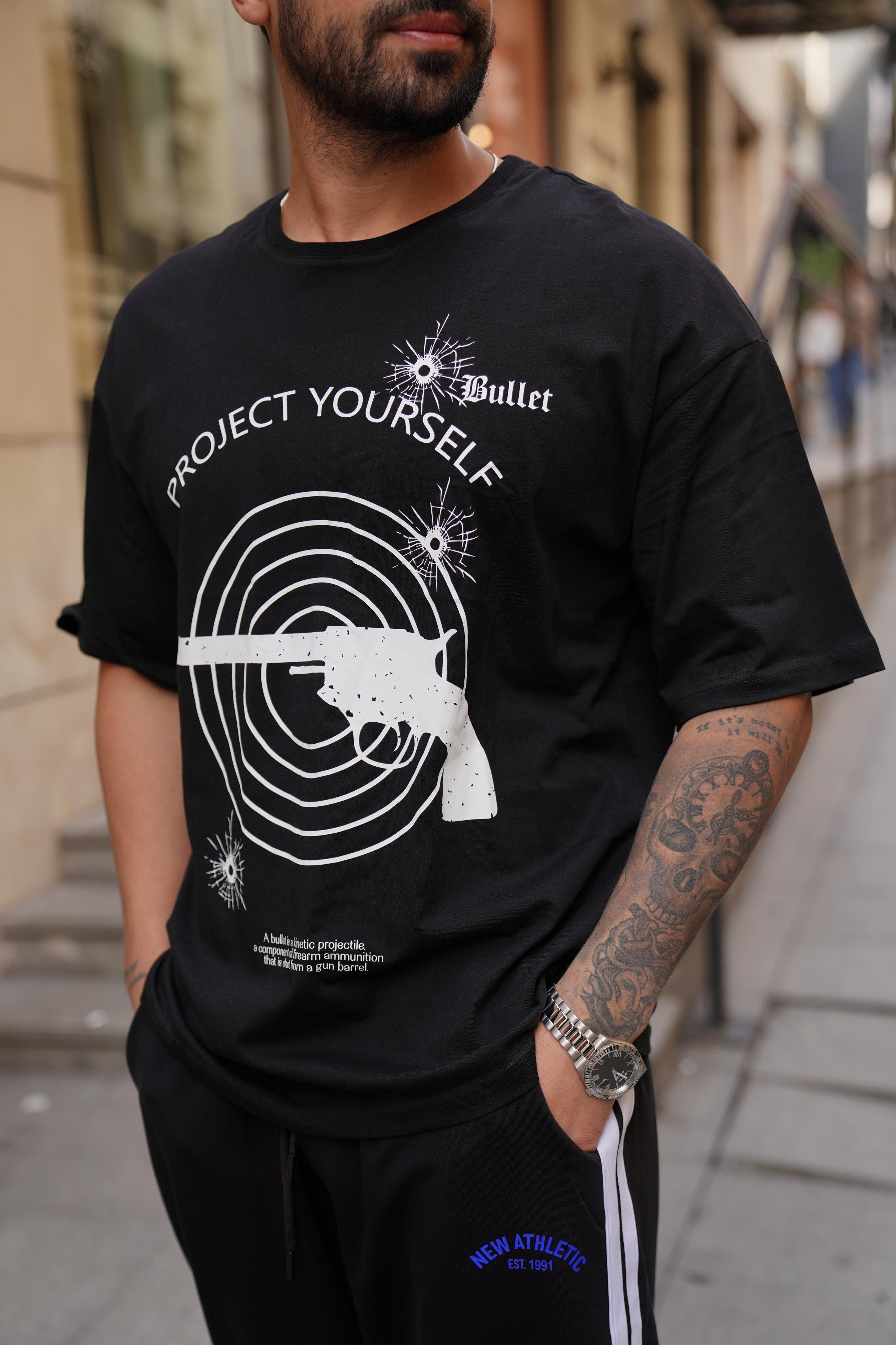 T-SHİRTSiyah Project Yourself Oversize T-Shirt VMS 303289