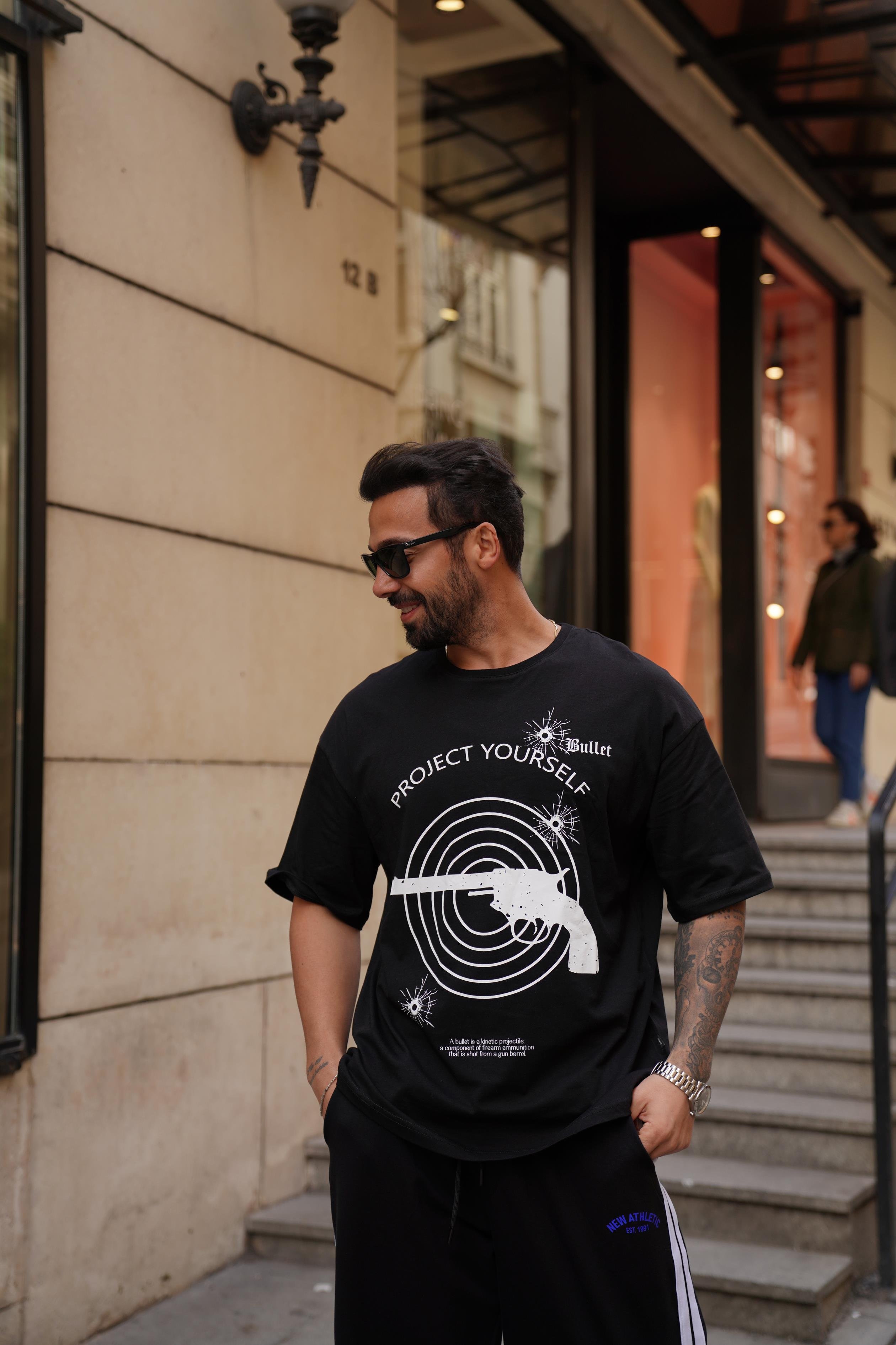 T-SHİRTSiyah Project Yourself Oversize T-Shirt VMS 303289