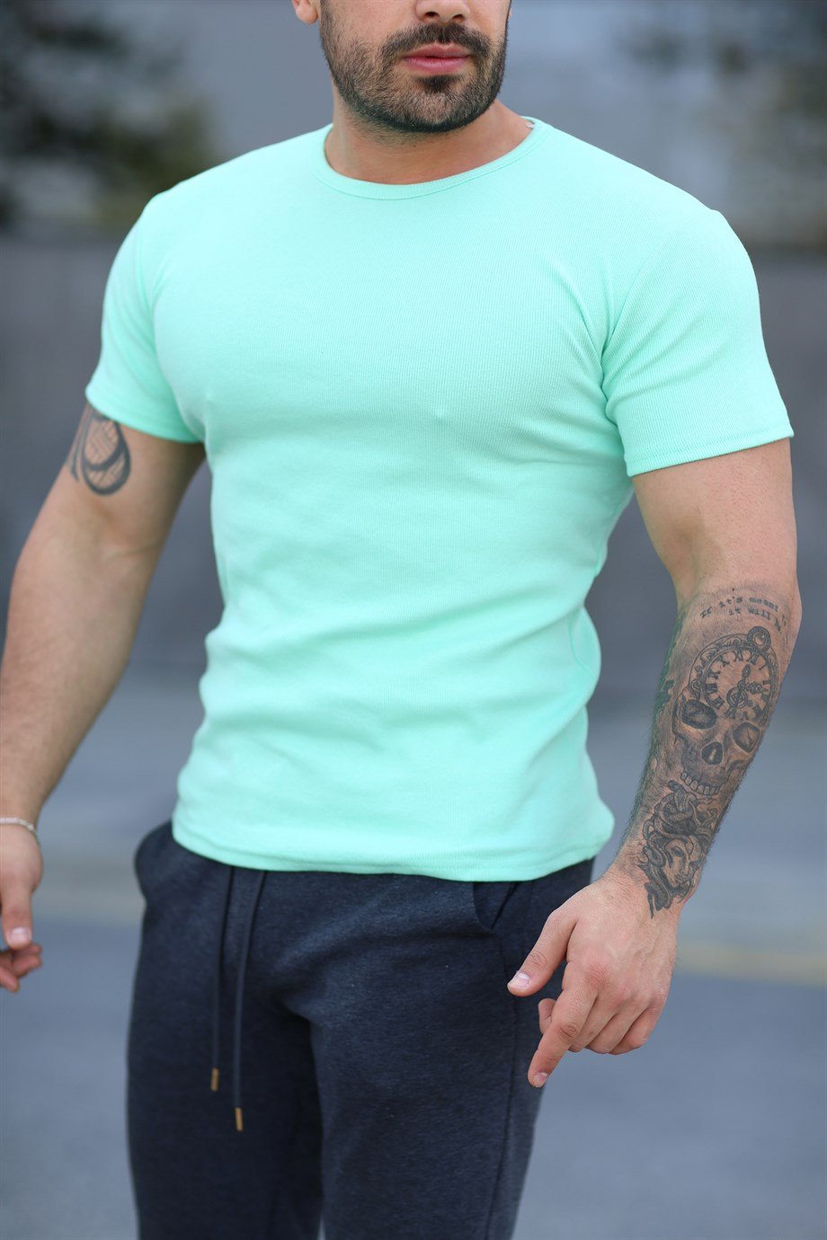 T-SHİRTSu Yeşili İthal Kumaş Basic T-SHİRT