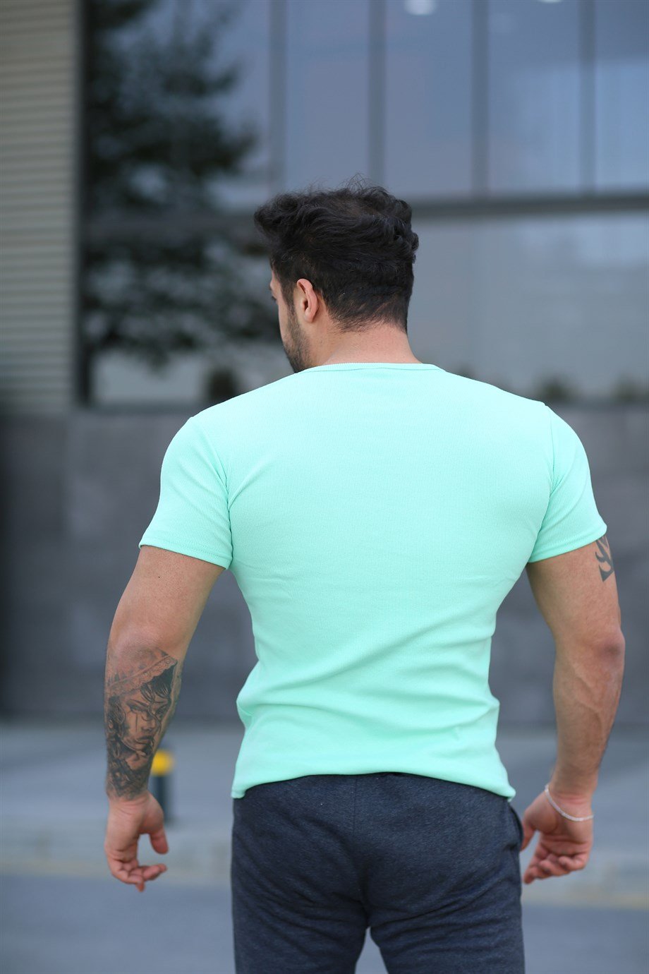T-SHİRTSu Yeşili İthal Kumaş Basic T-SHİRT