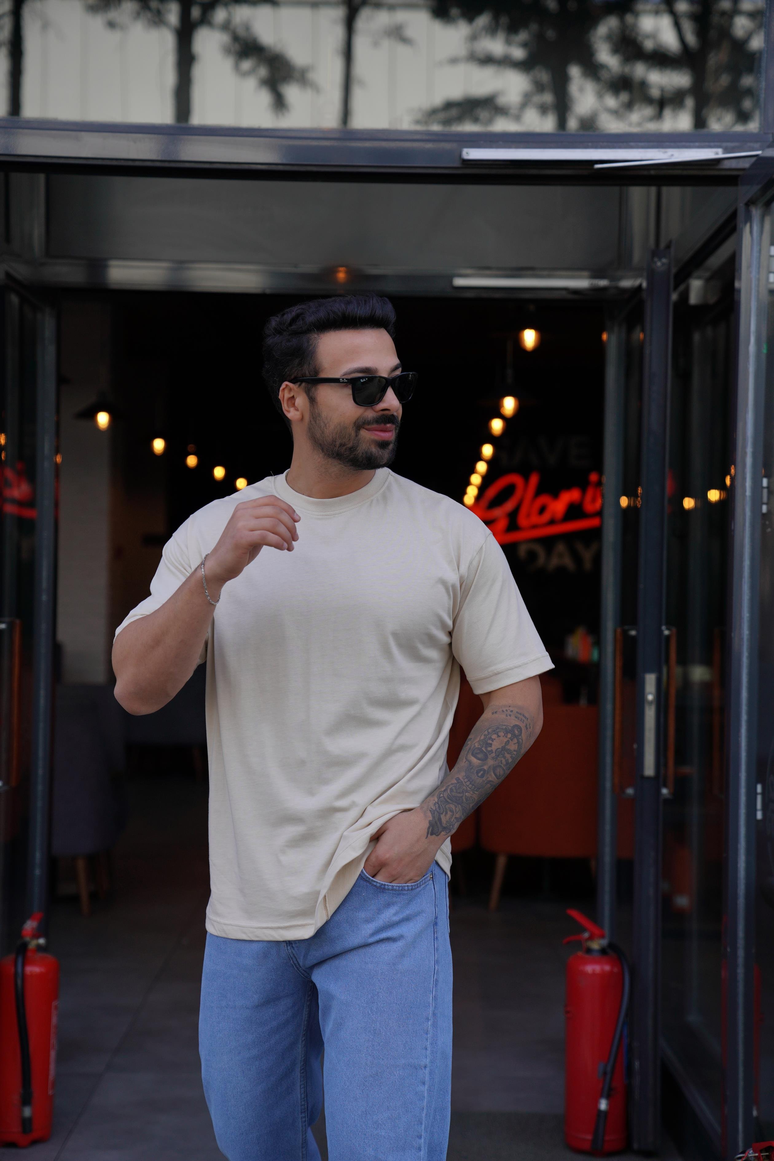 T-SHİRTTaş Compak Düz Oversize T-Shirt SNZ