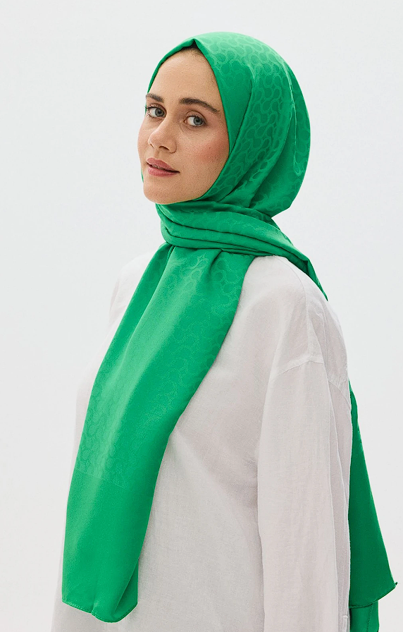 Bloom Desen Jakar Şal Benetton Yeşili