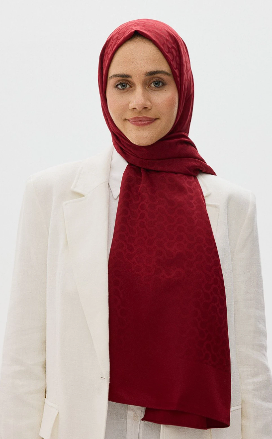Bloom Desen Jakar Şal Bordo