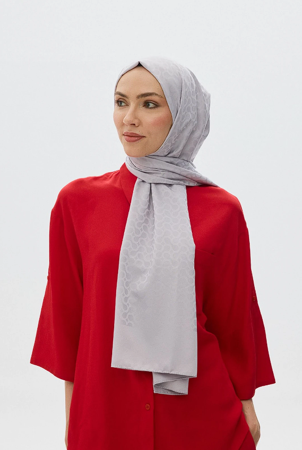 Bloom Desen Jakar Şal Gri