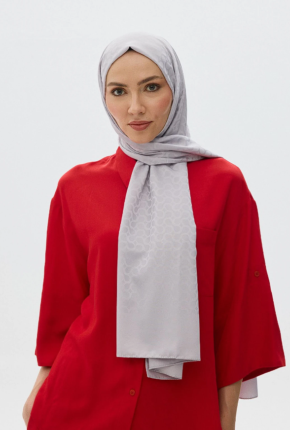 Bloom Desen Jakar Şal Gri