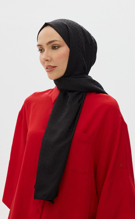 Bloom Desen Jakar Şal Siyah