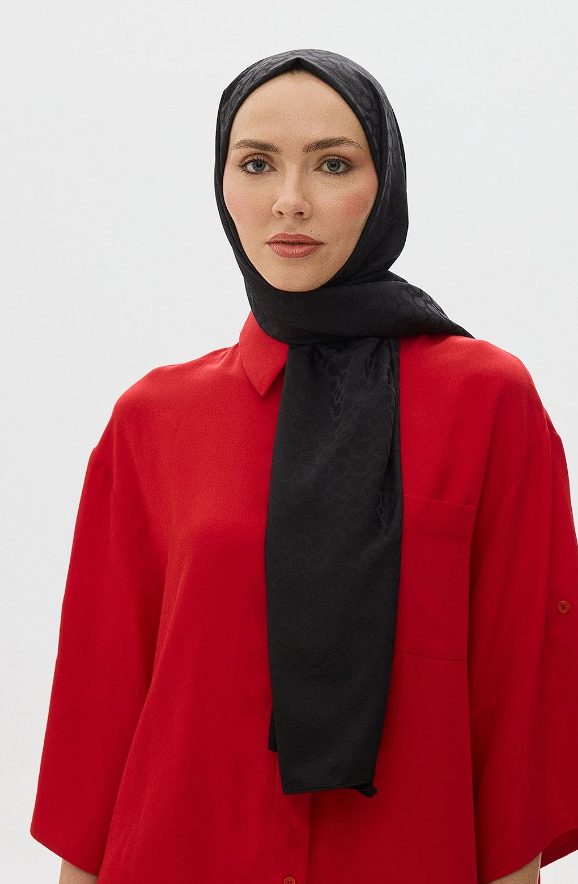 Bloom Desen Jakar Şal Siyah