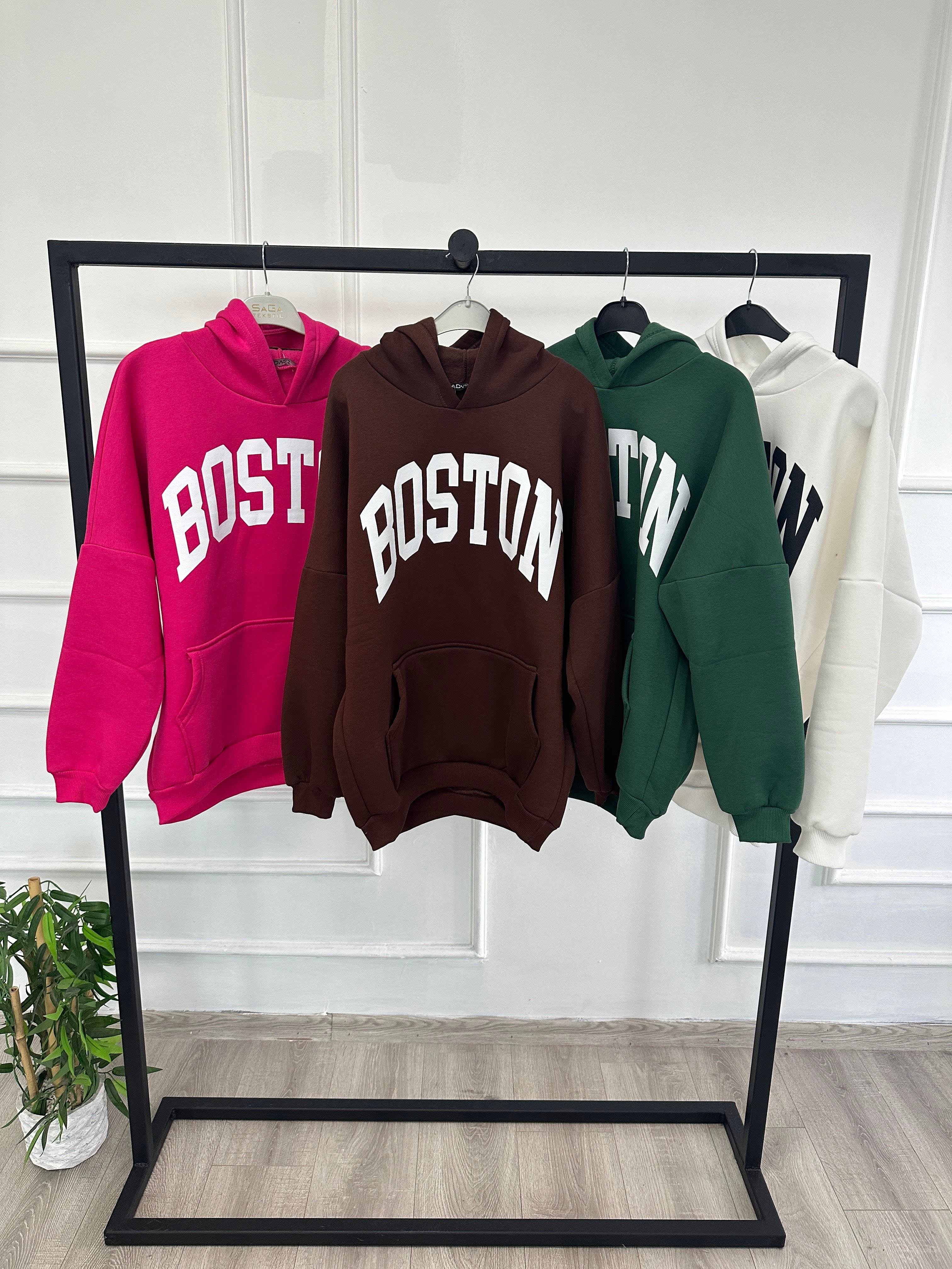 BOSTON Sweatshirt Kapşonlu ACI KAHVE