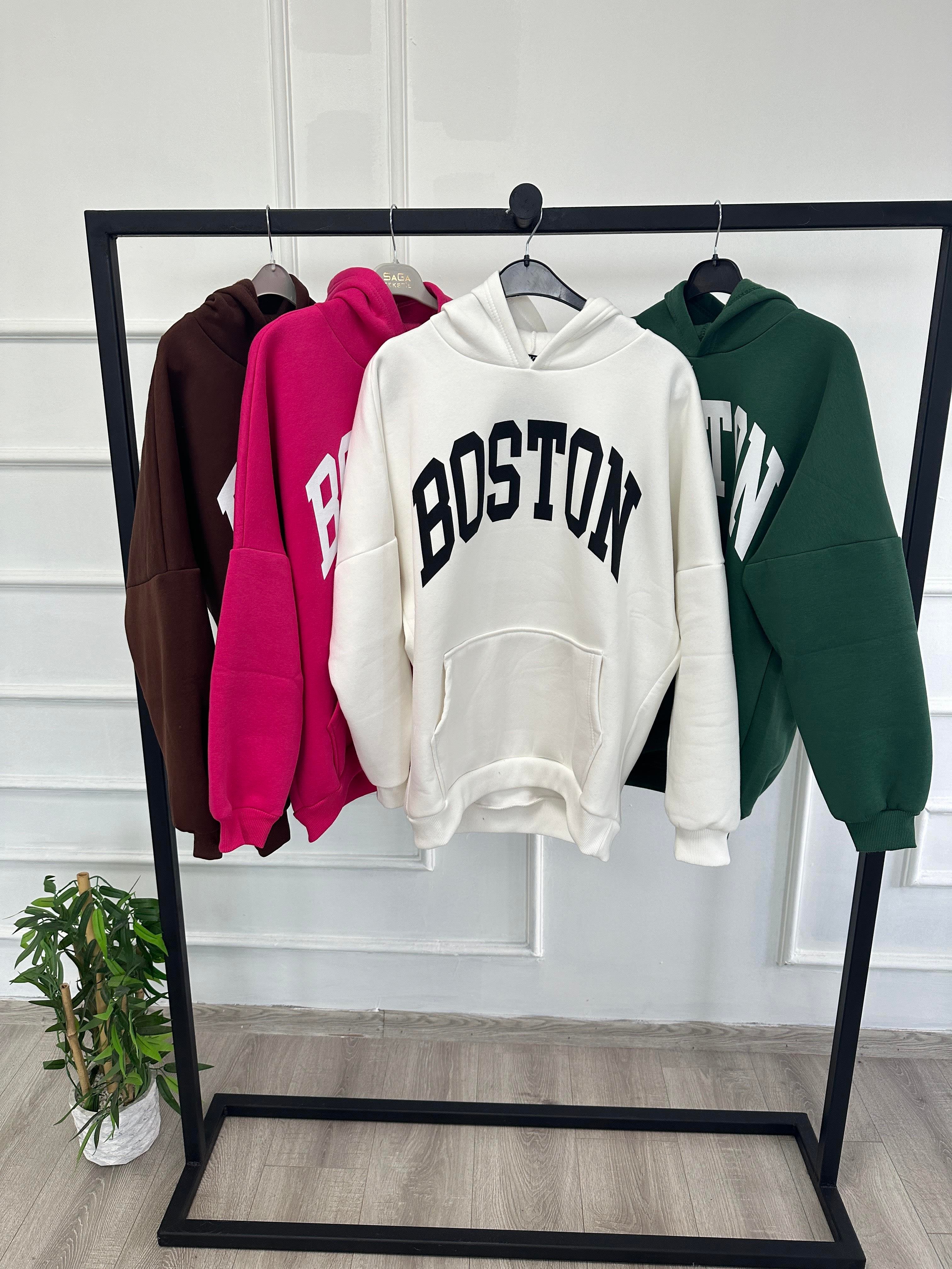 BOSTON Sweatshirt Kapşonlu BEYAZ