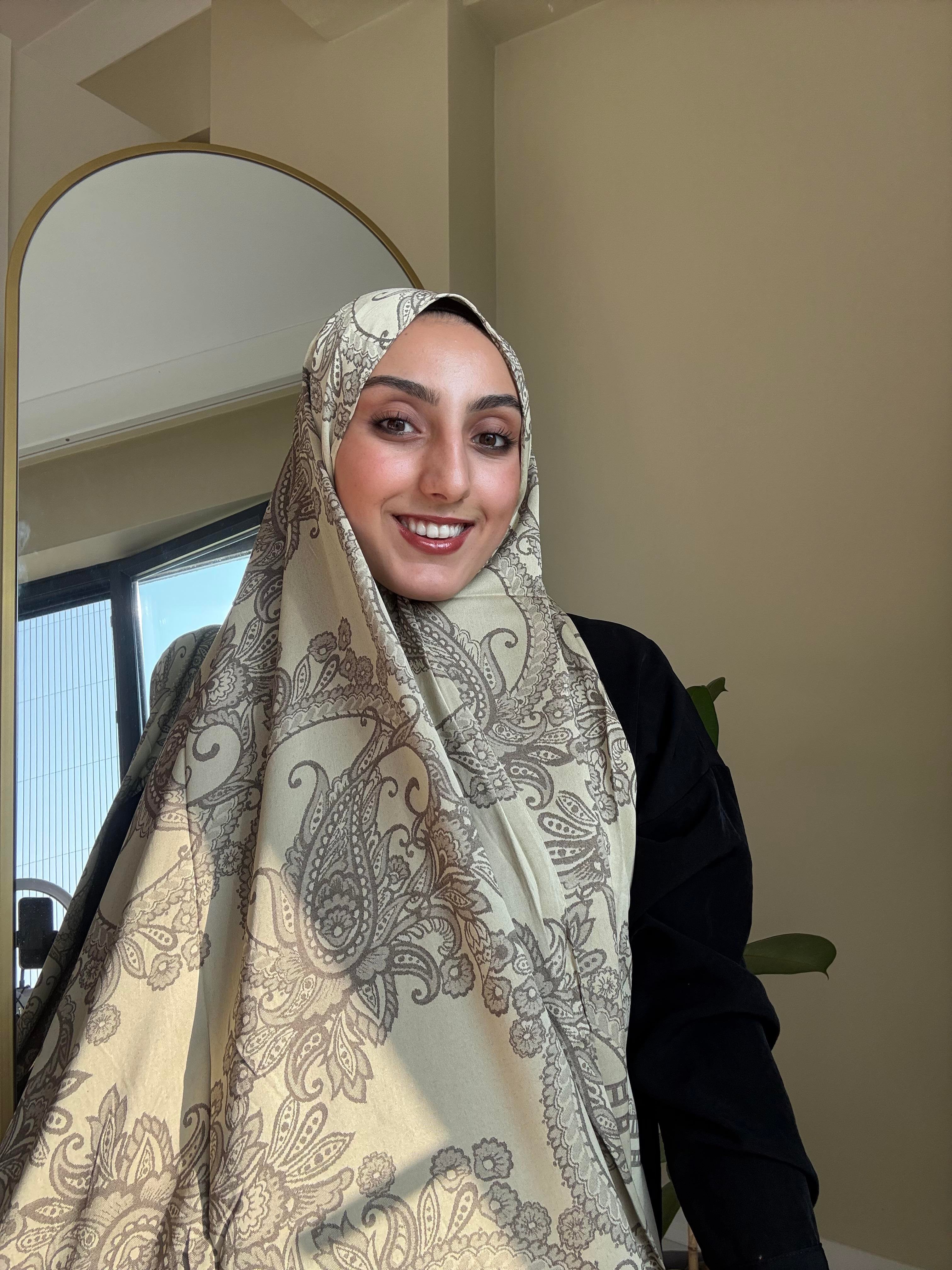 Çift Taraflı Etnik Desen Jakar Bej