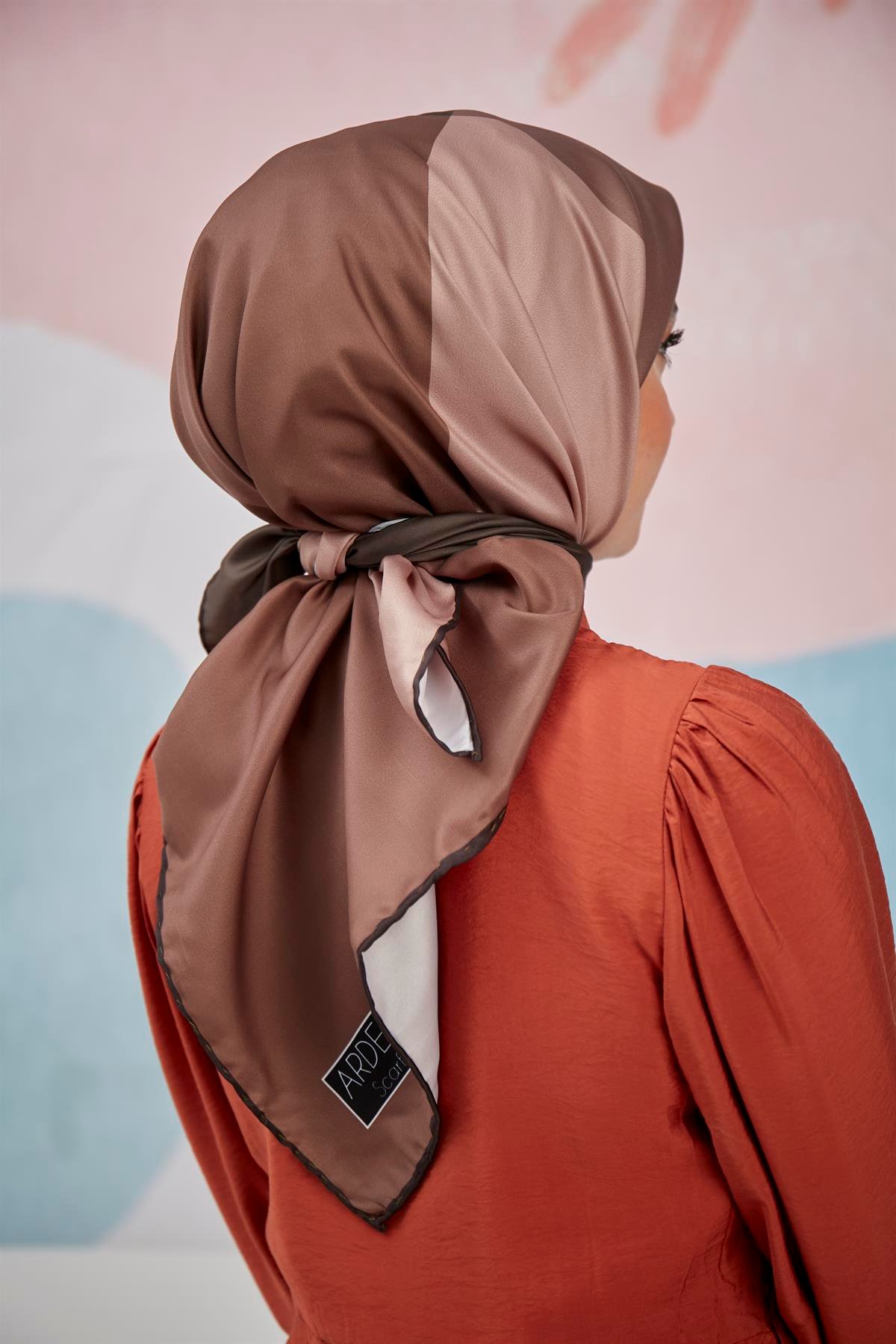 Dijital Baskılı Twill Eşarp Kahve